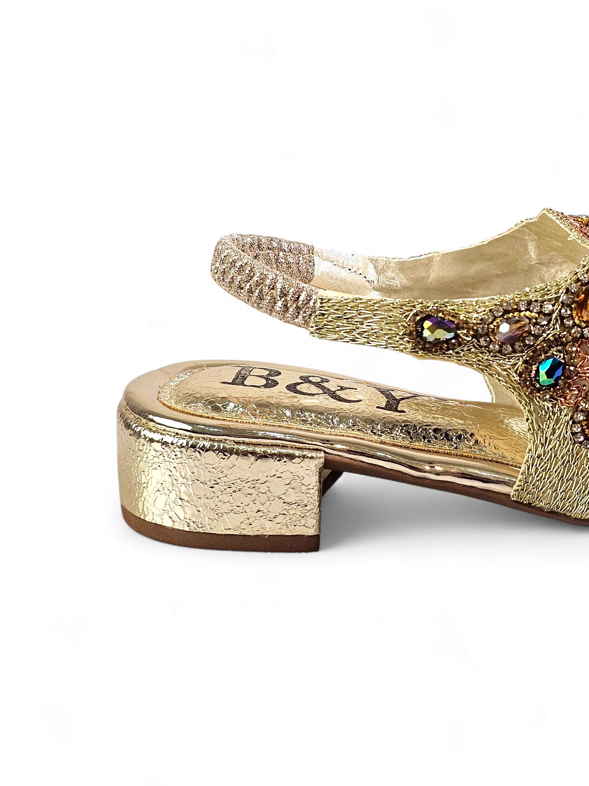 Sandália 9749 Dourado Com Salto Bloco 3cm