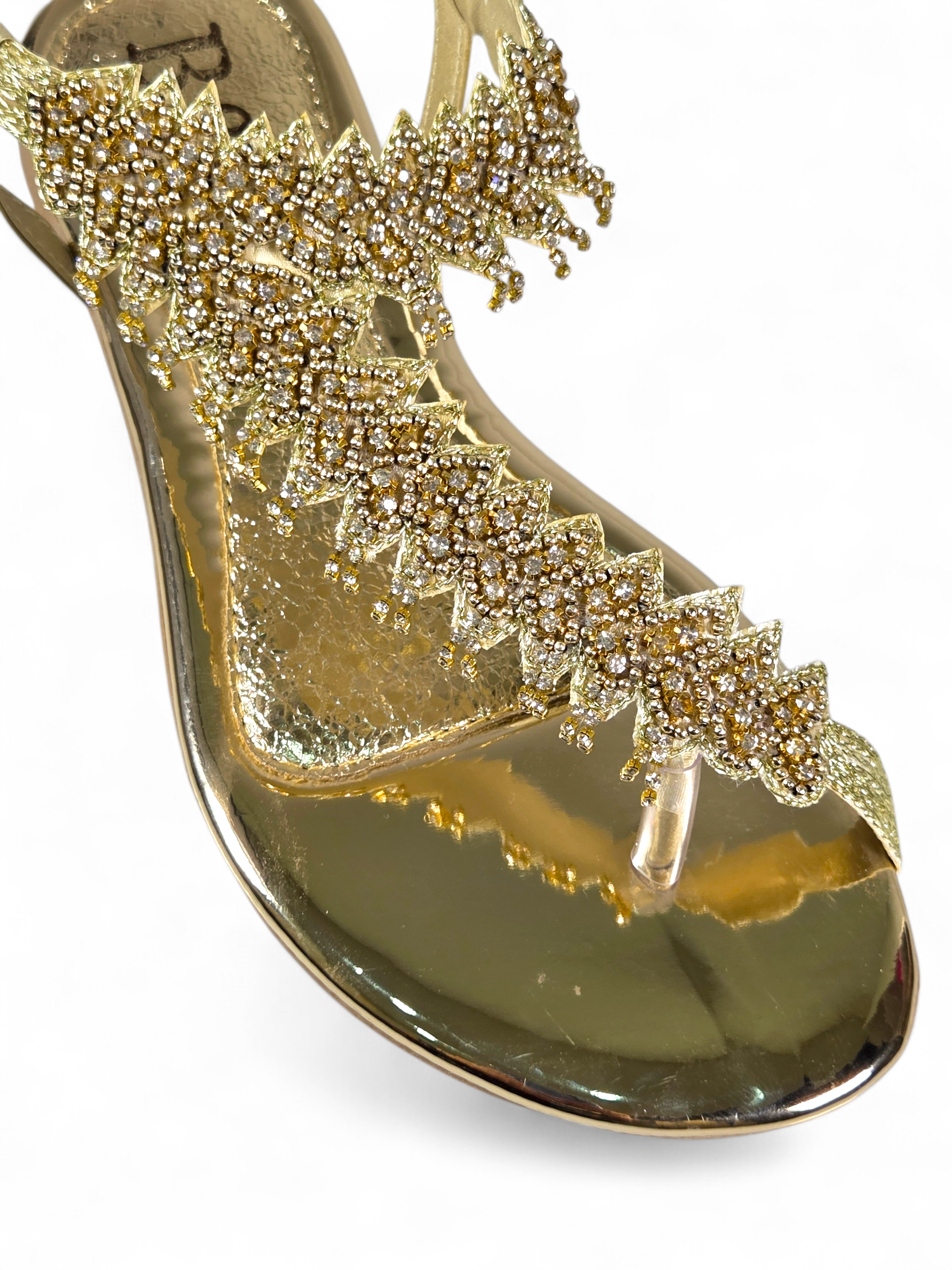 Sandália 9542 Dourado Colorido Sem Salto