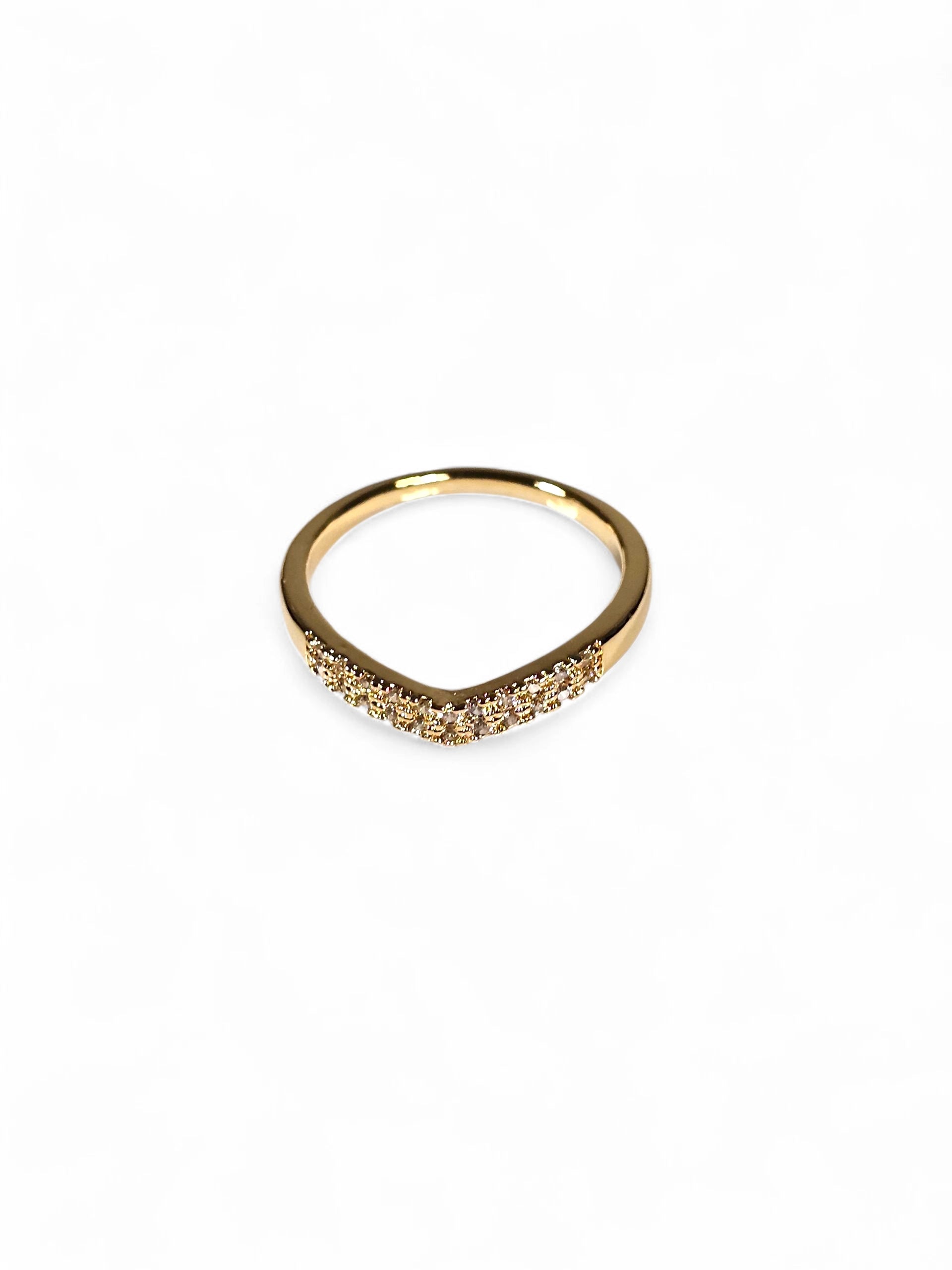 Anel Cristal Zirconia Dourada 011
