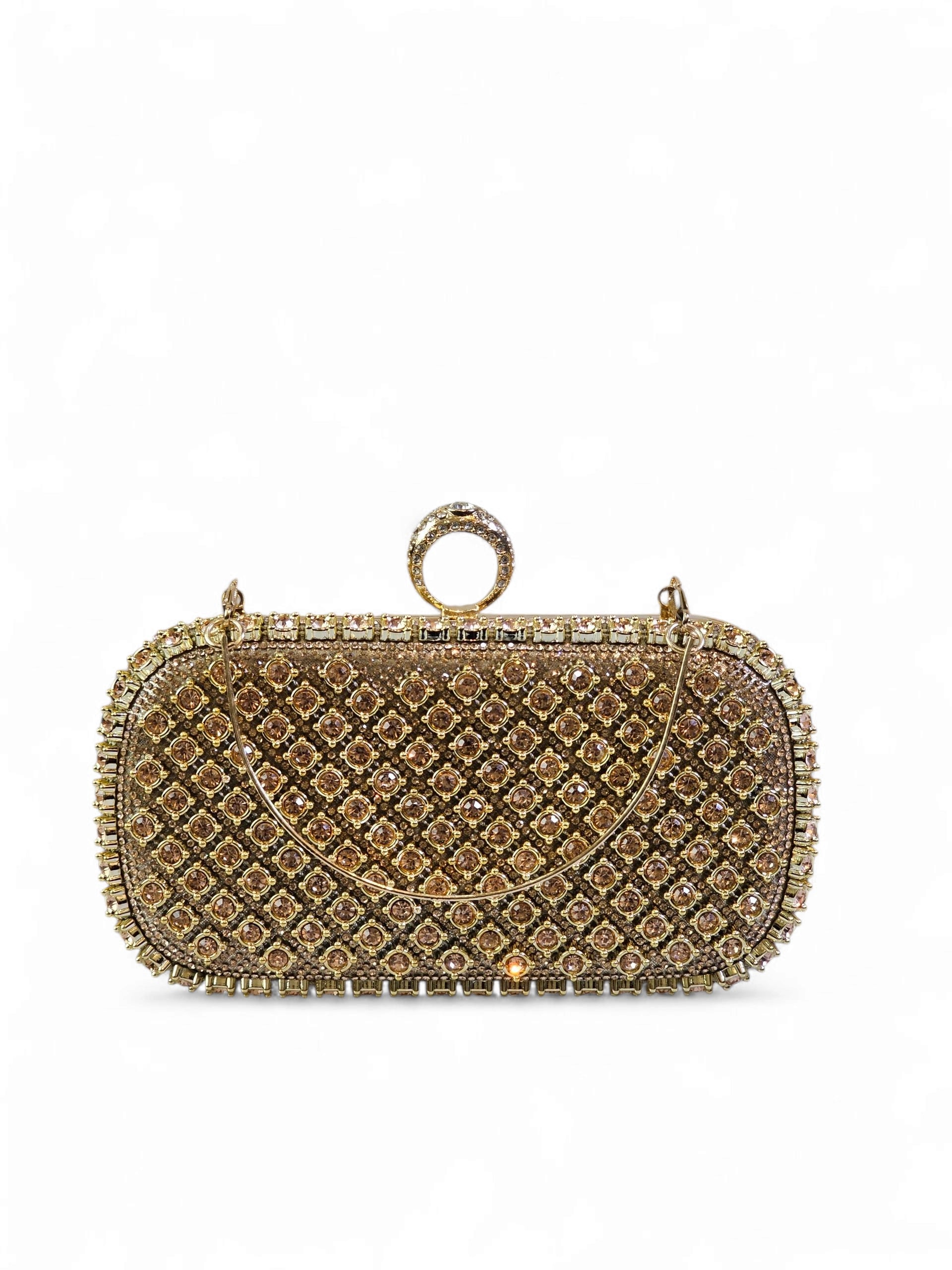 Bolsa Clutch Cristal Dourada 1004