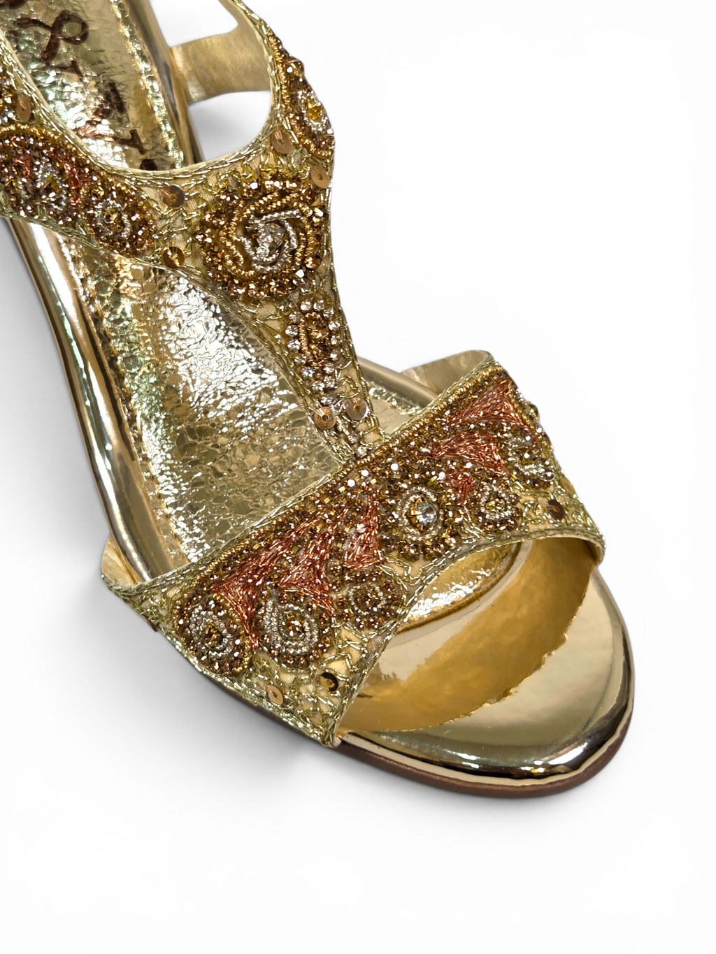 Sandália 9708 Dourado Com Salto Alto 6cm