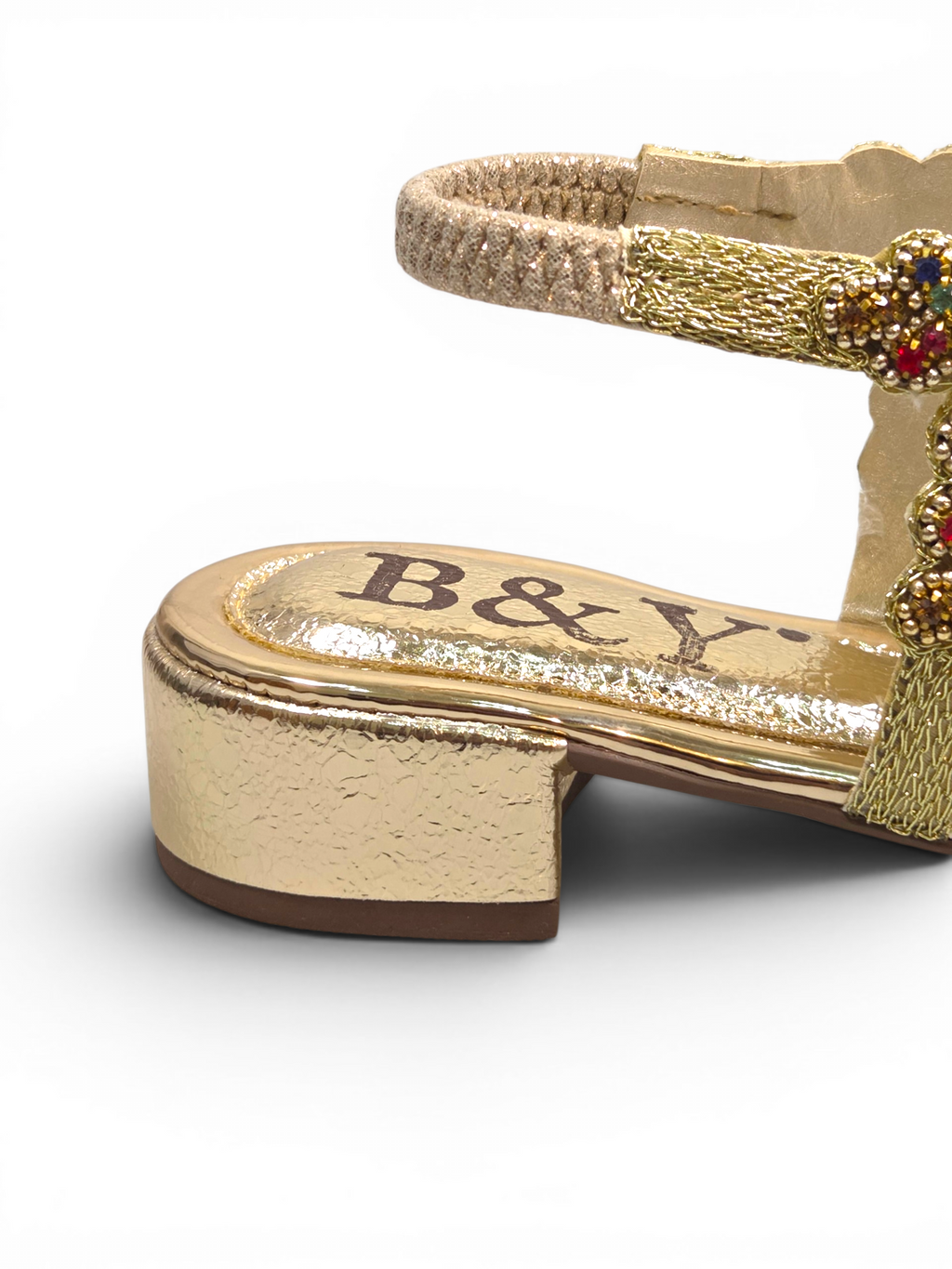 Sandália 8022 Dourado Colorido Salto Bloco 3 cm