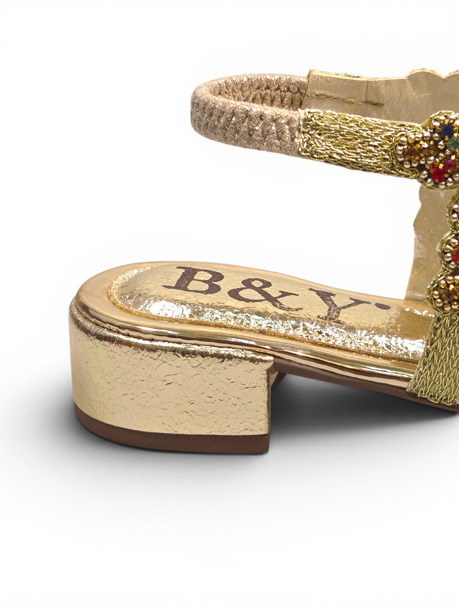 Sandália 8022 Dourado Colorido Salto Bloco 3 cm