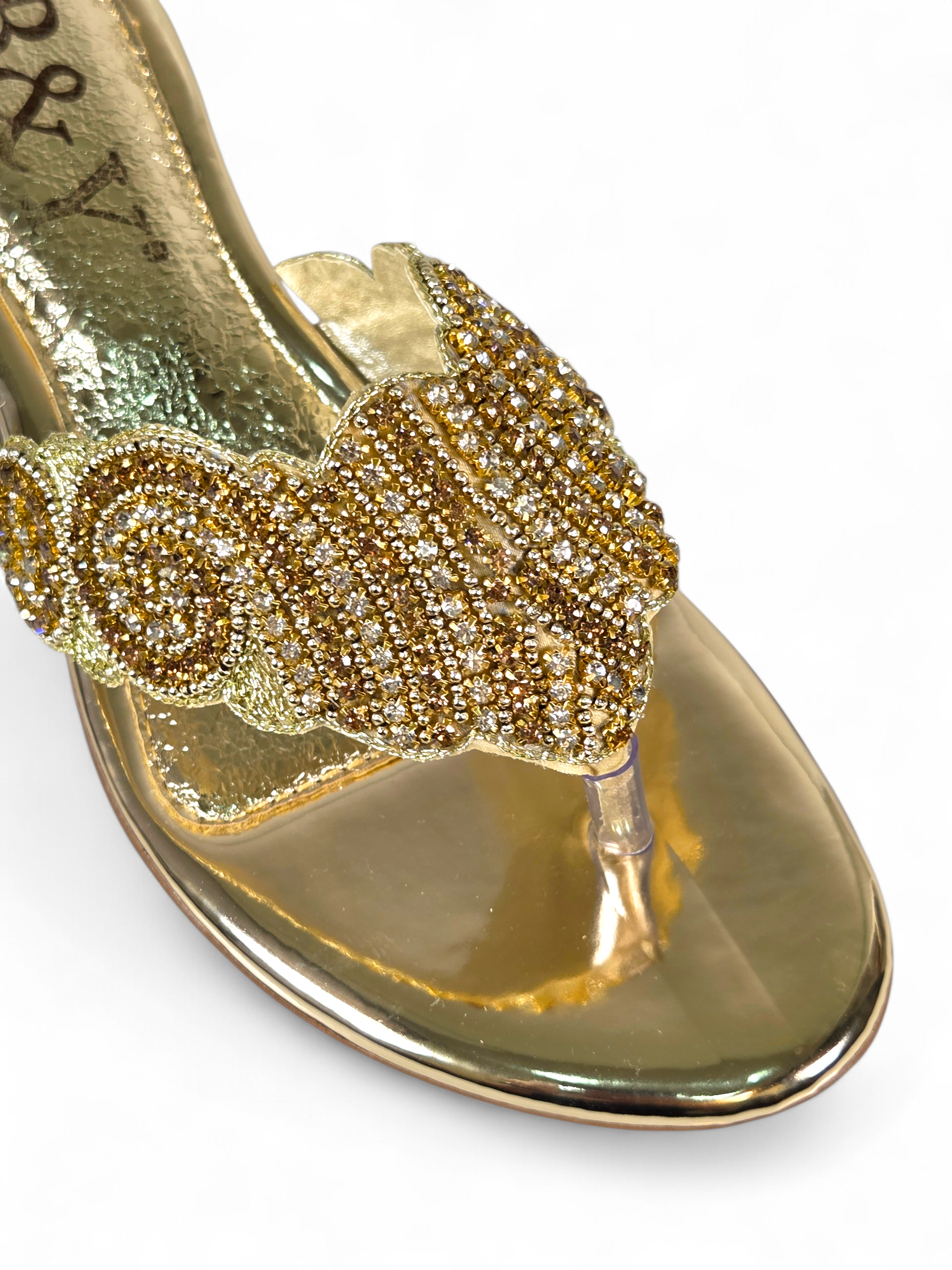 Chinelo 9827 Dourado Salto Bloco