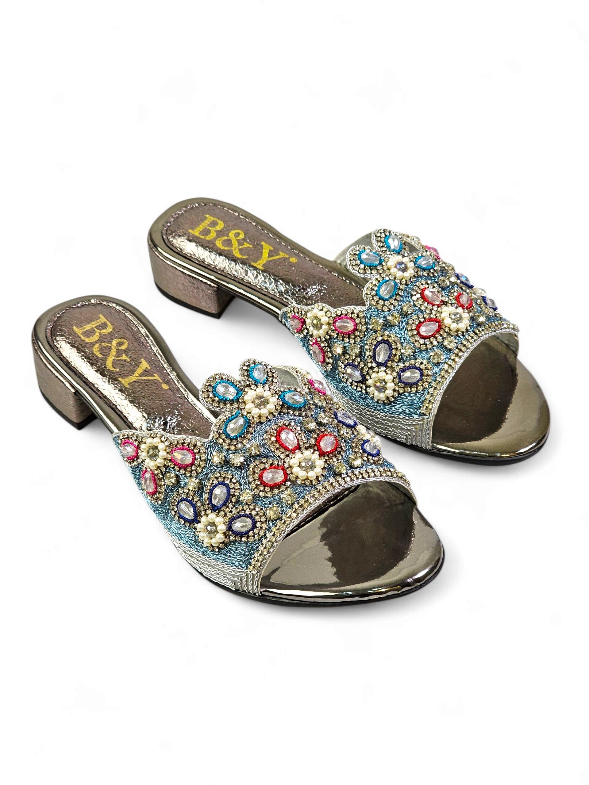 Tamanco 9209 Prata Salto Bloco