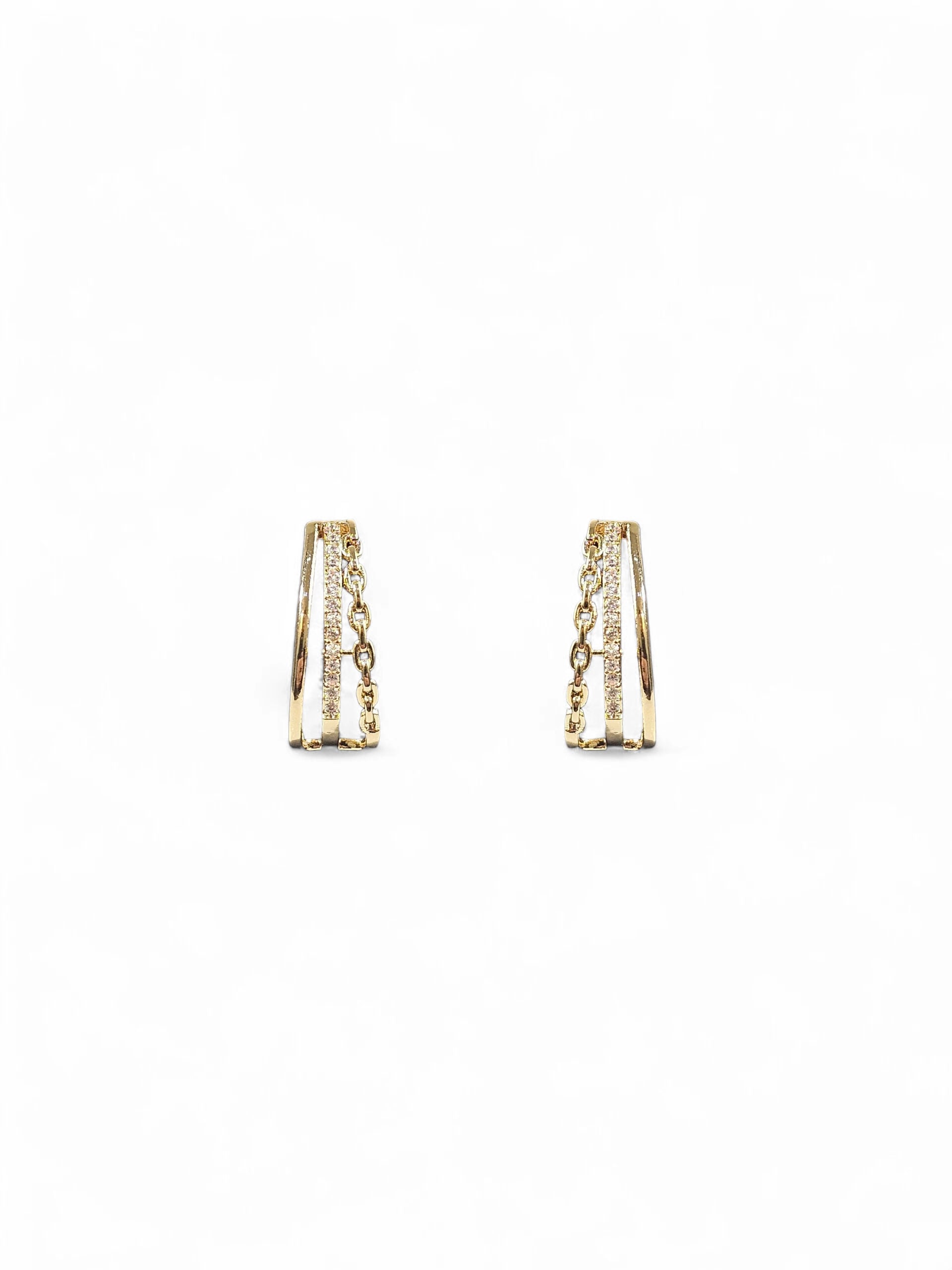 Brinco Cristal Zirconia Dourado 061