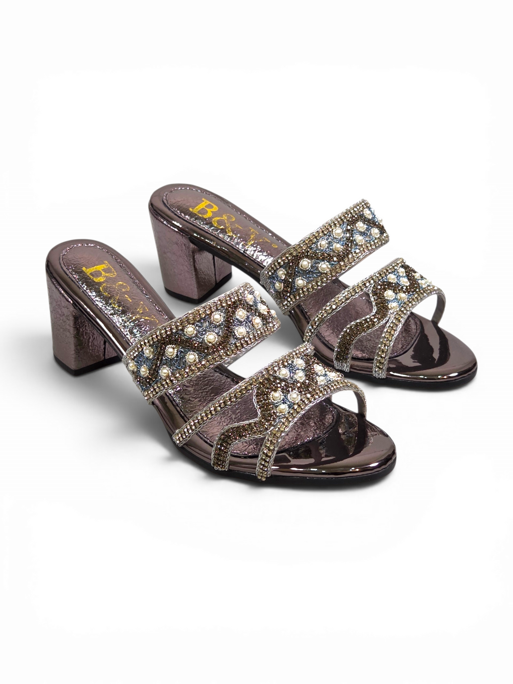 Tamanco 9779 Prata Salto Médio 6 cm