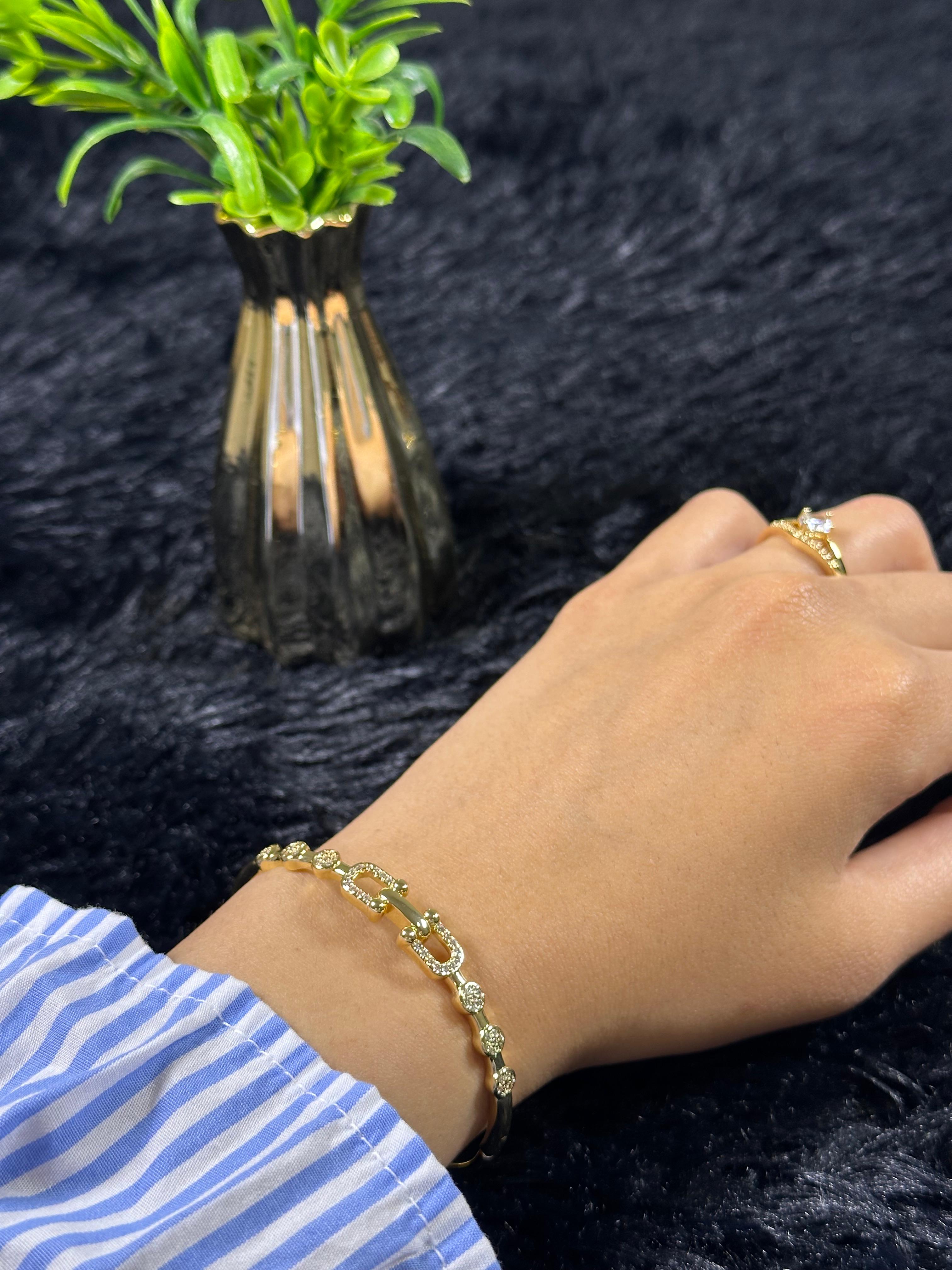 Pulseira Cristal Zirconia Dourada 008