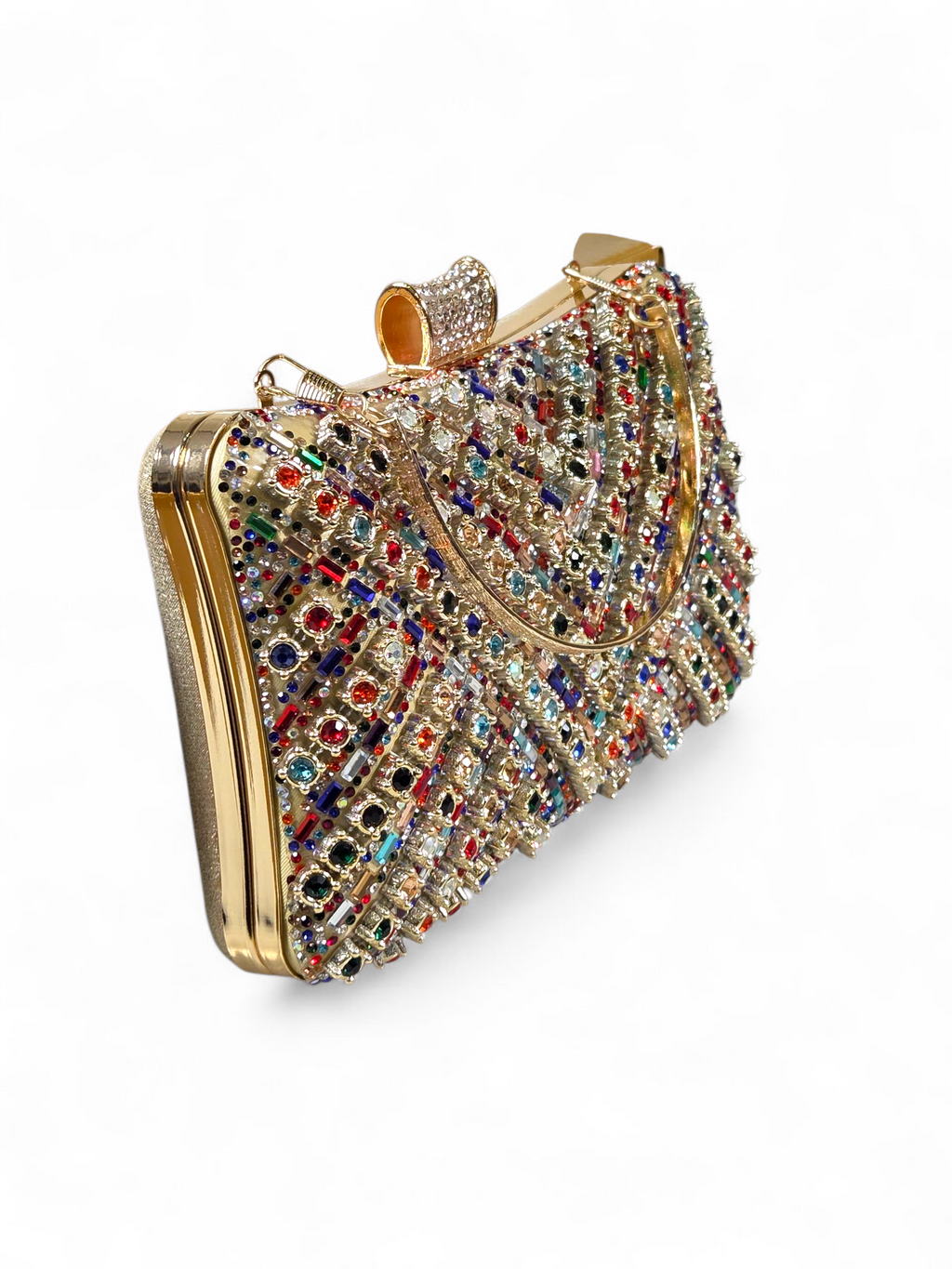 Bolsa Clutch Cristal Dourado Colorido 1046
