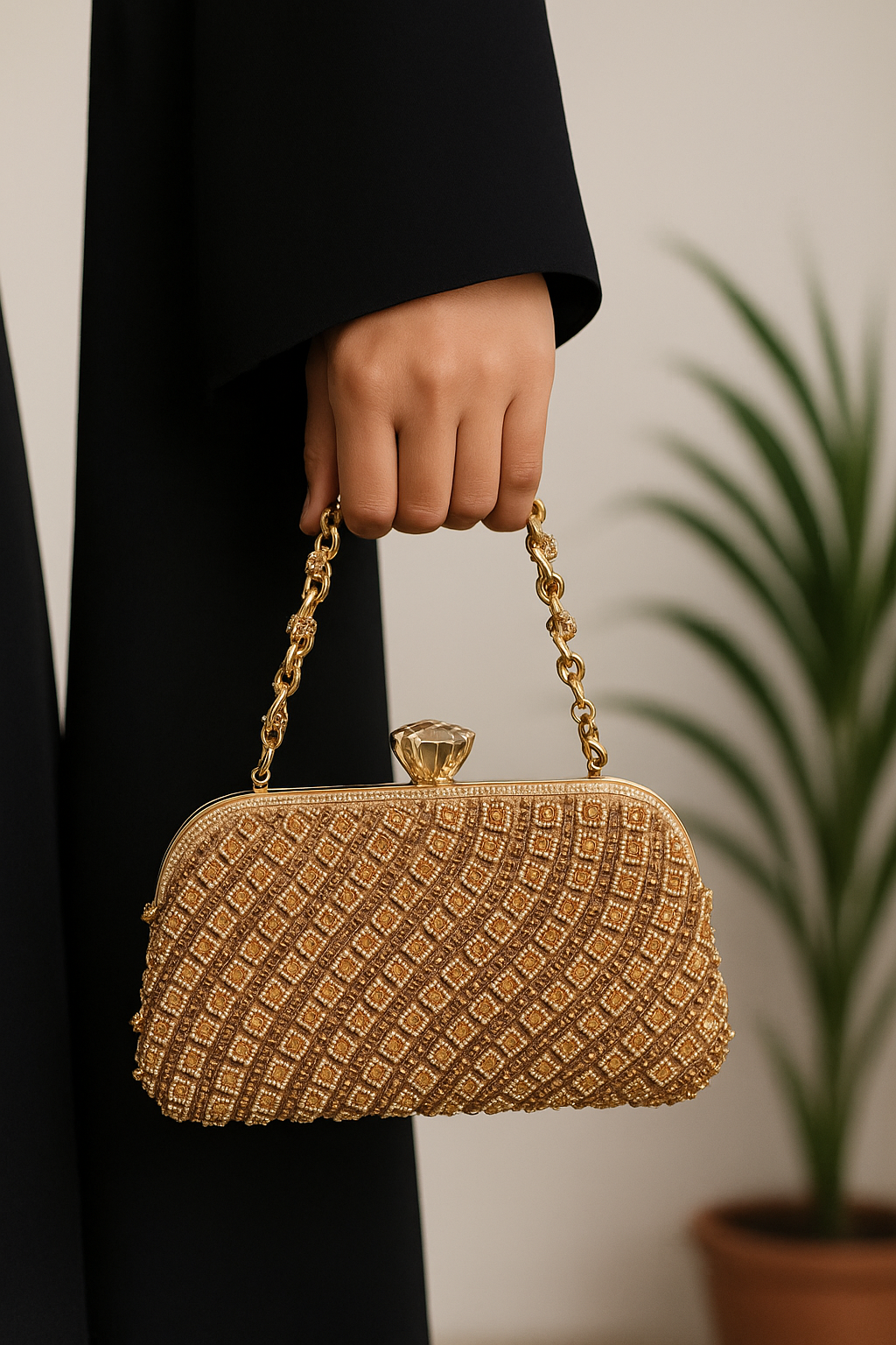 Bolsa Clutch Cristal champagne 1005