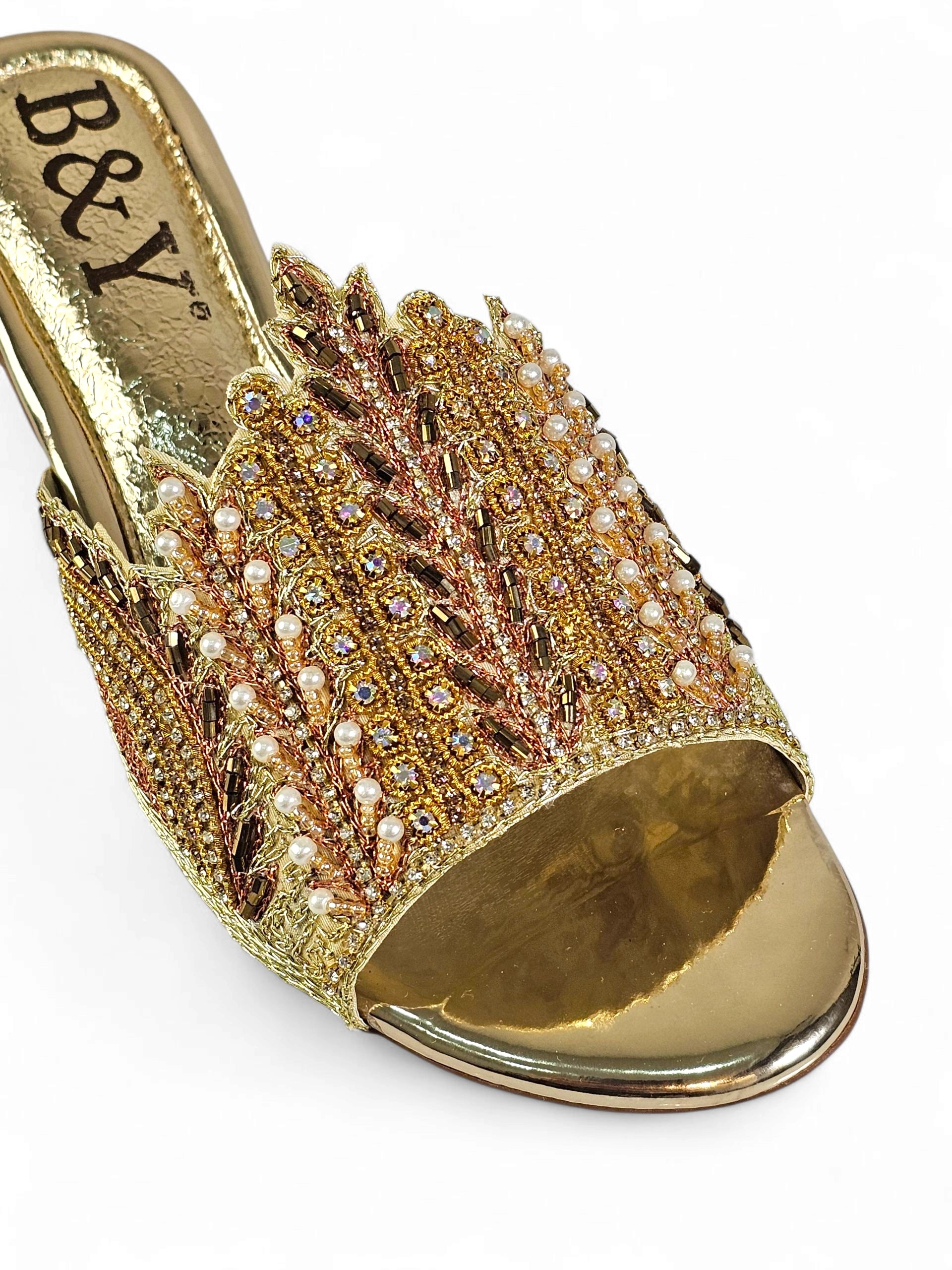 Tamanco 9780 Dourado Salto Bloco