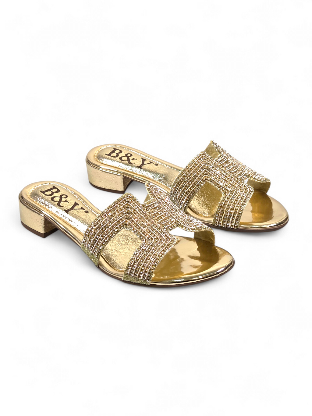 Tamanco 9575 Dourado Salto Bloco 3 cm