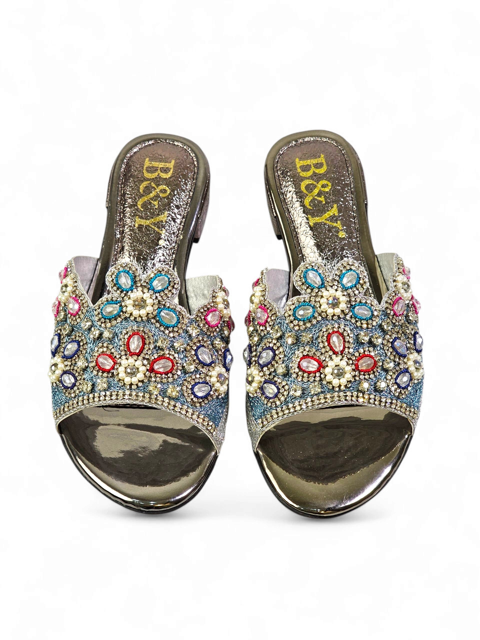 Tamanco 9209 Prata Salto Bloco