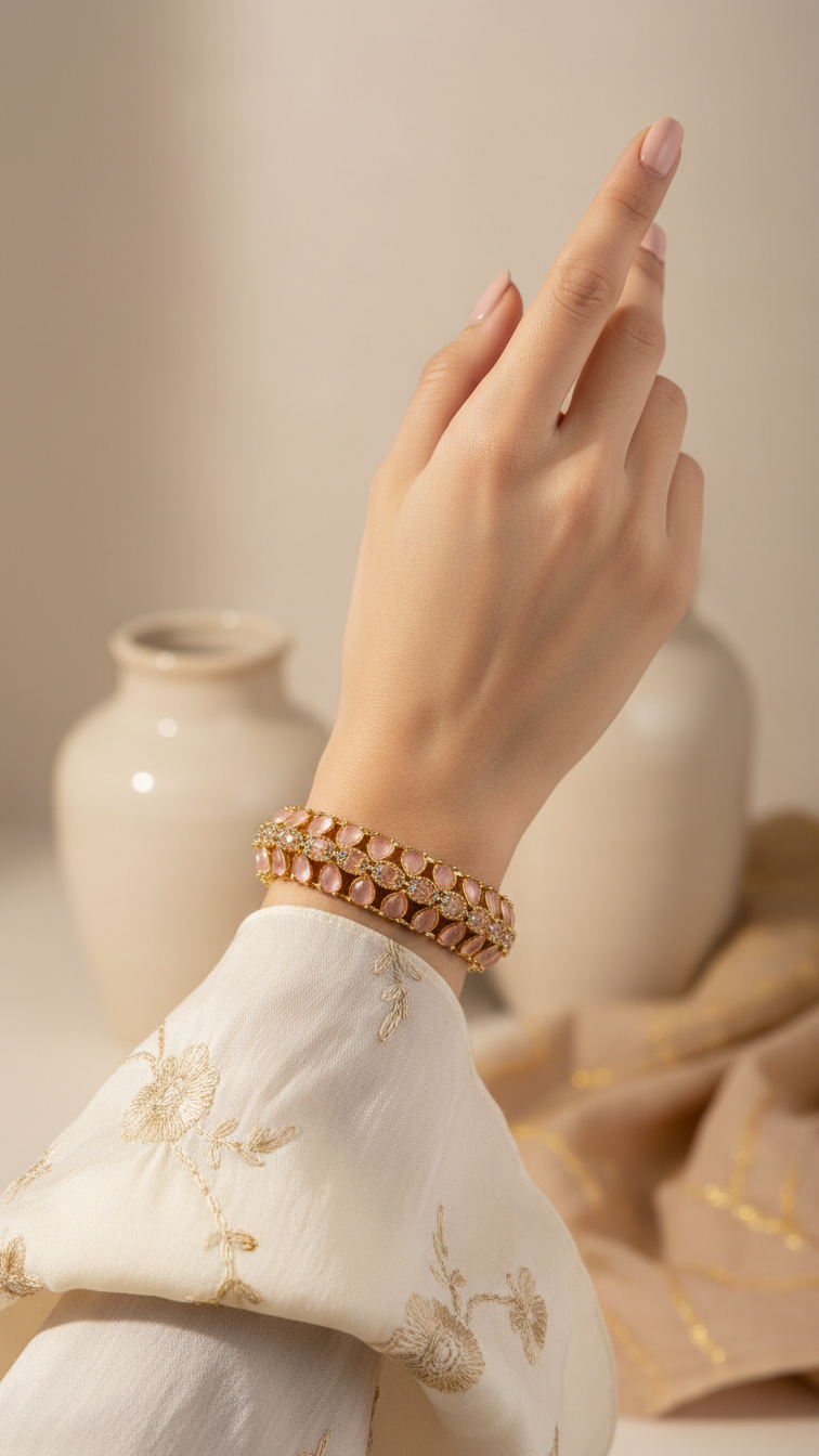 Bracelete Folheado Semi Joia Dourado #1011