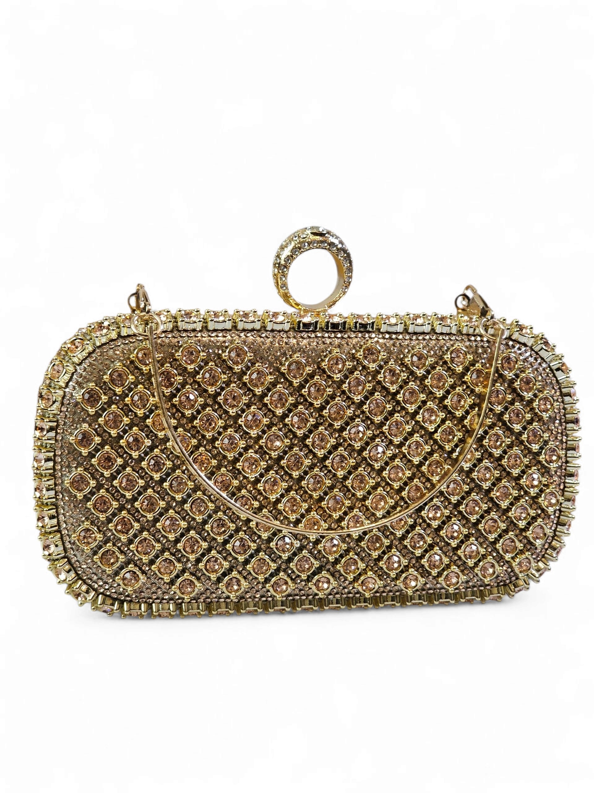 Bolsa Clutch Cristal Dourada 1004