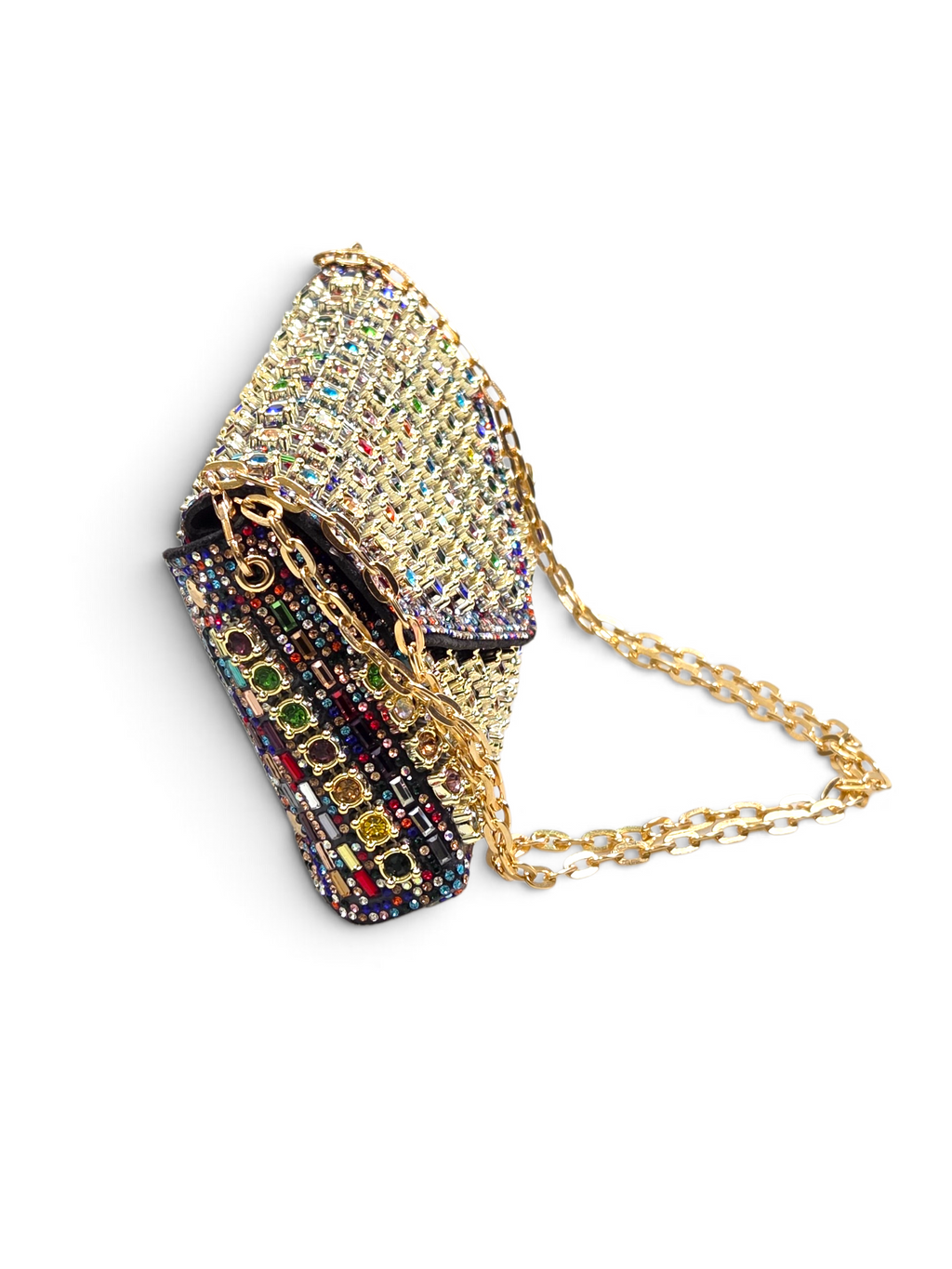 Carteira Royal Clutch Cristal Dourado Colorido 1101