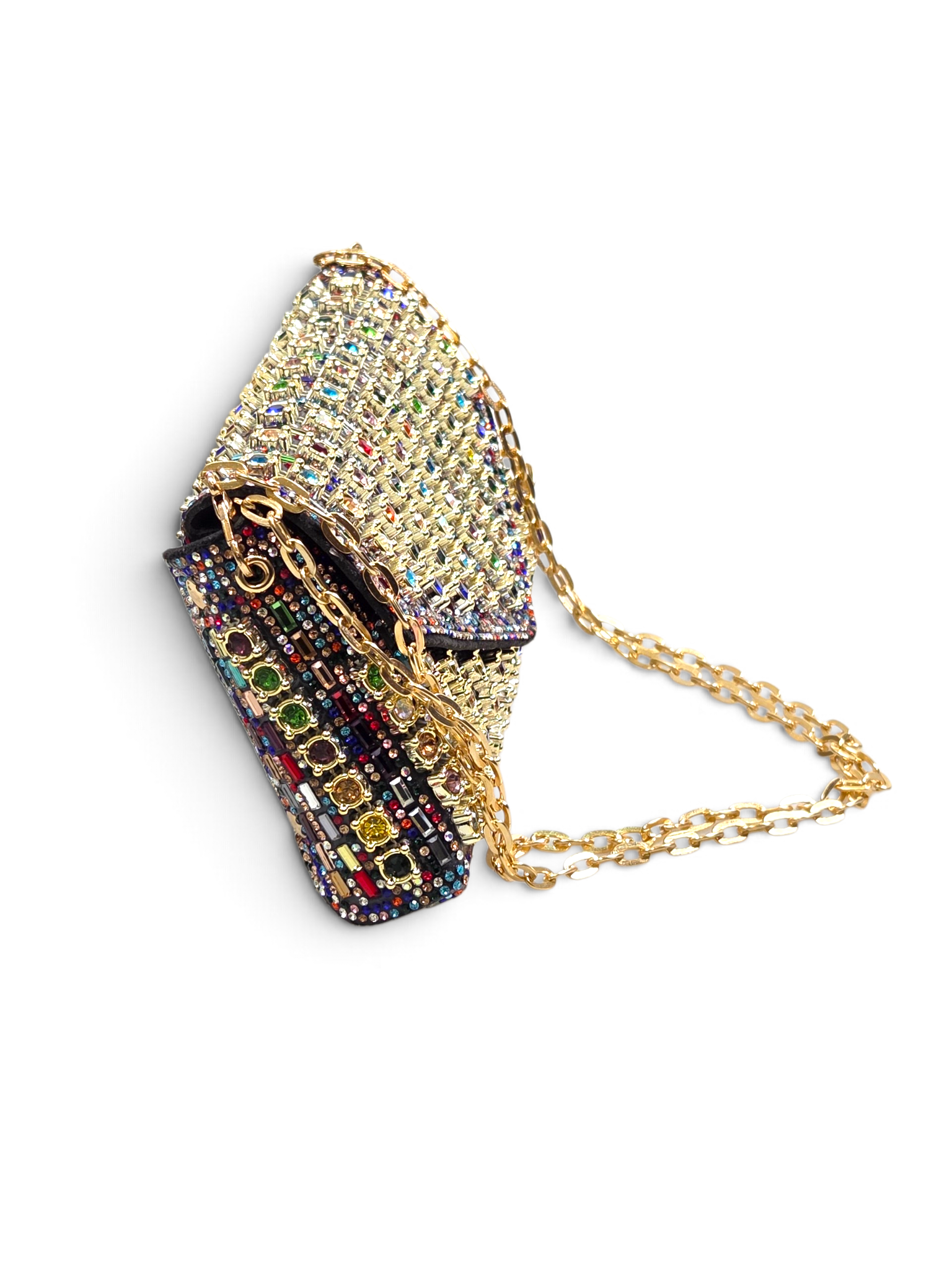 Carteira Royal Clutch Cristal Dourado Colorido 1101