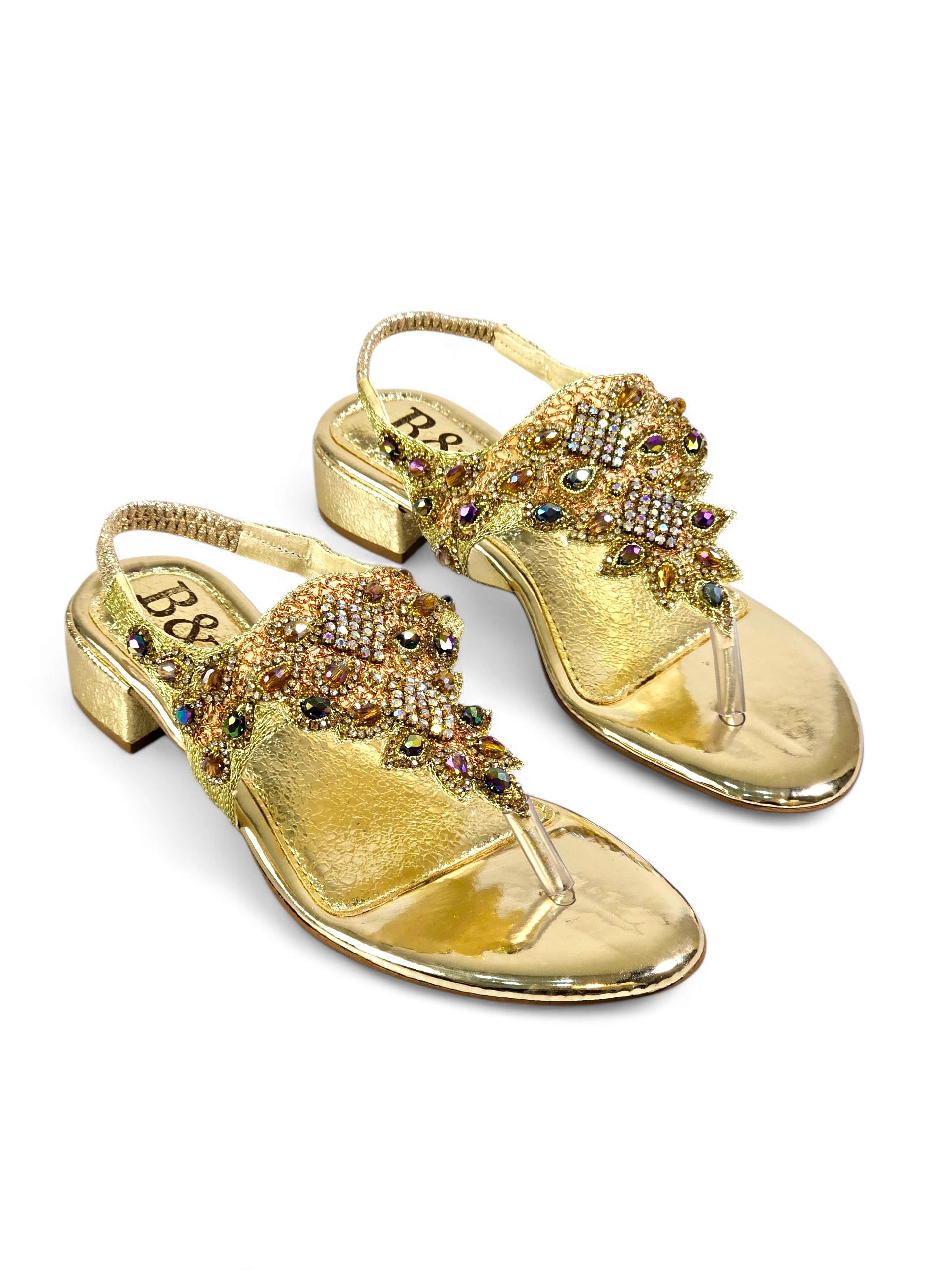 Sandália 9749 Dourado Com Salto Bloco 3cm