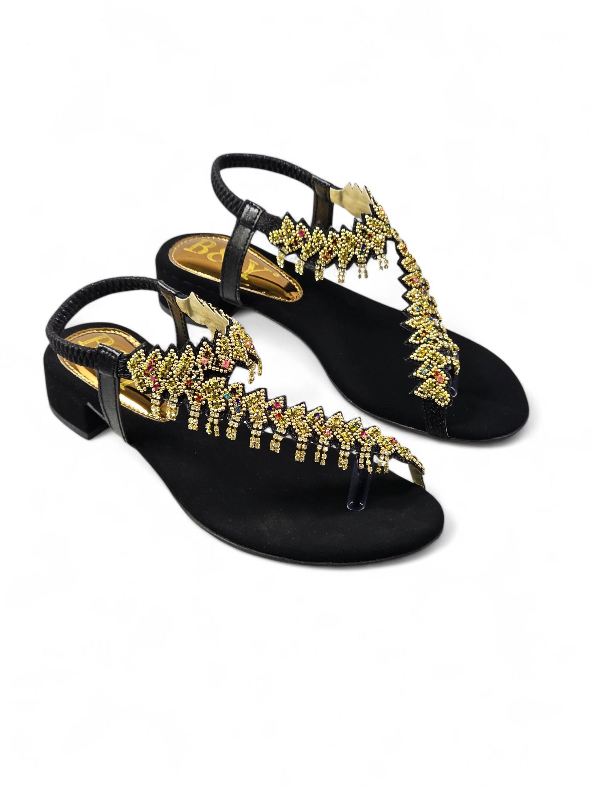 Sandália 9542 Preto Com Salto Bloco 3cm