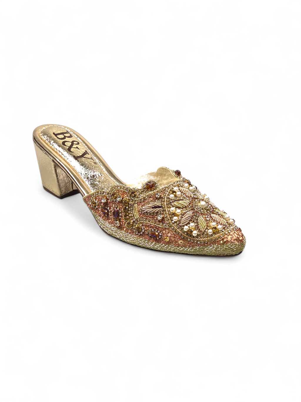 Mule 9210 Dourado Salto Médio 6 cm