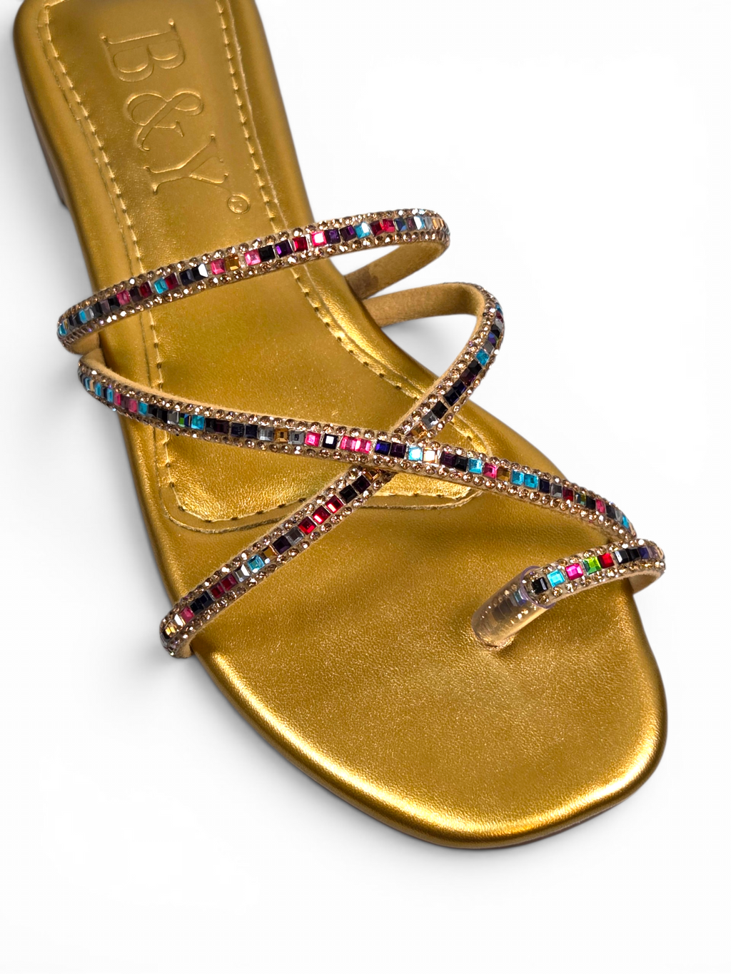 Chinelo 6101 Dourado Colorido Sem Salto
