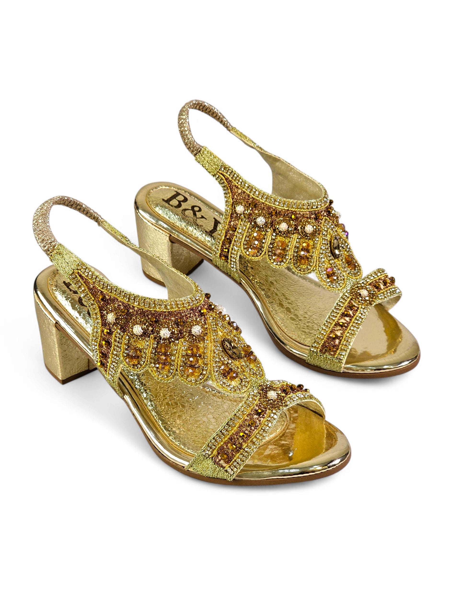 Sandália 9462 Dourado Com Salto 6cm