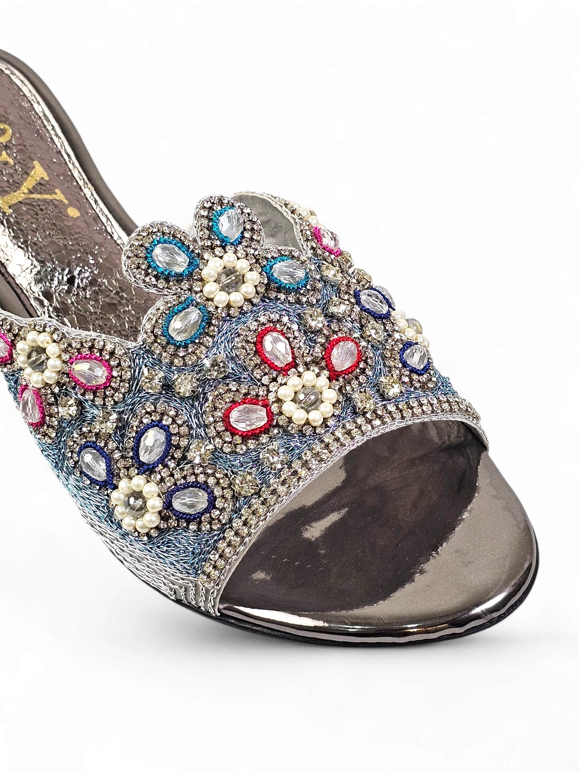 Tamanco 9209 Prata Salto Bloco