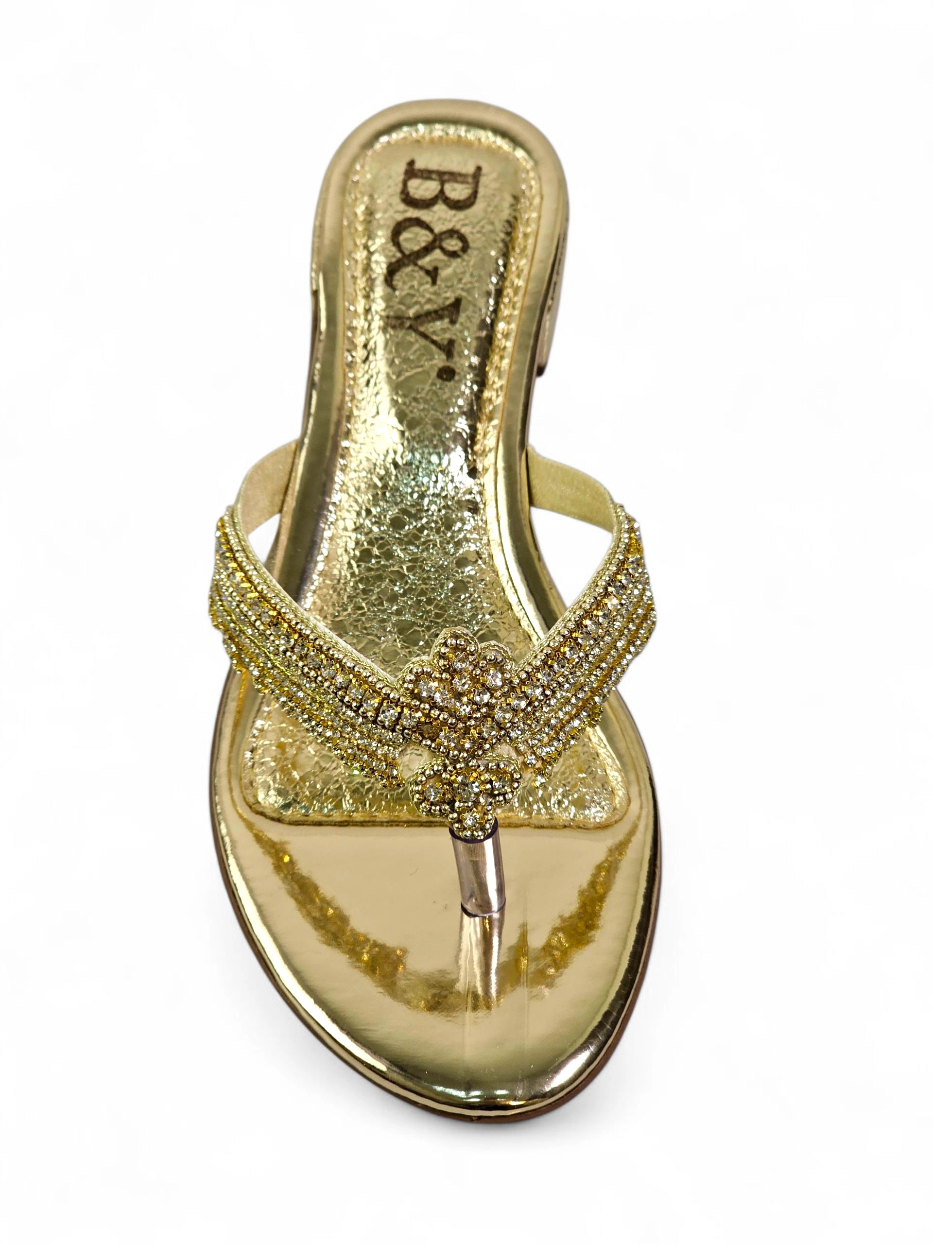 Chinelo 1057 Dourado Salto Bloco