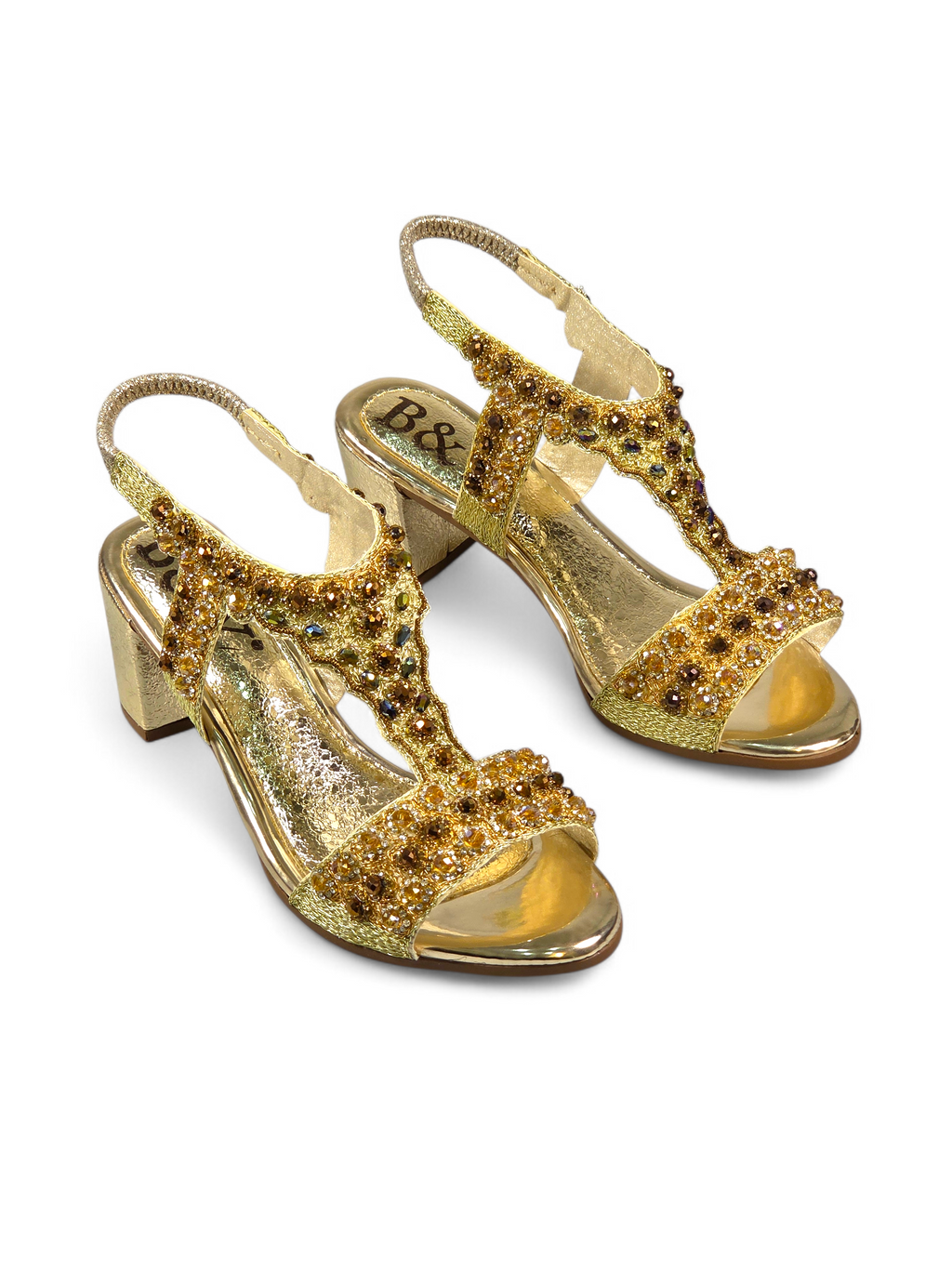 Sandália 9458 Dourado Com Salto Alto 6cm