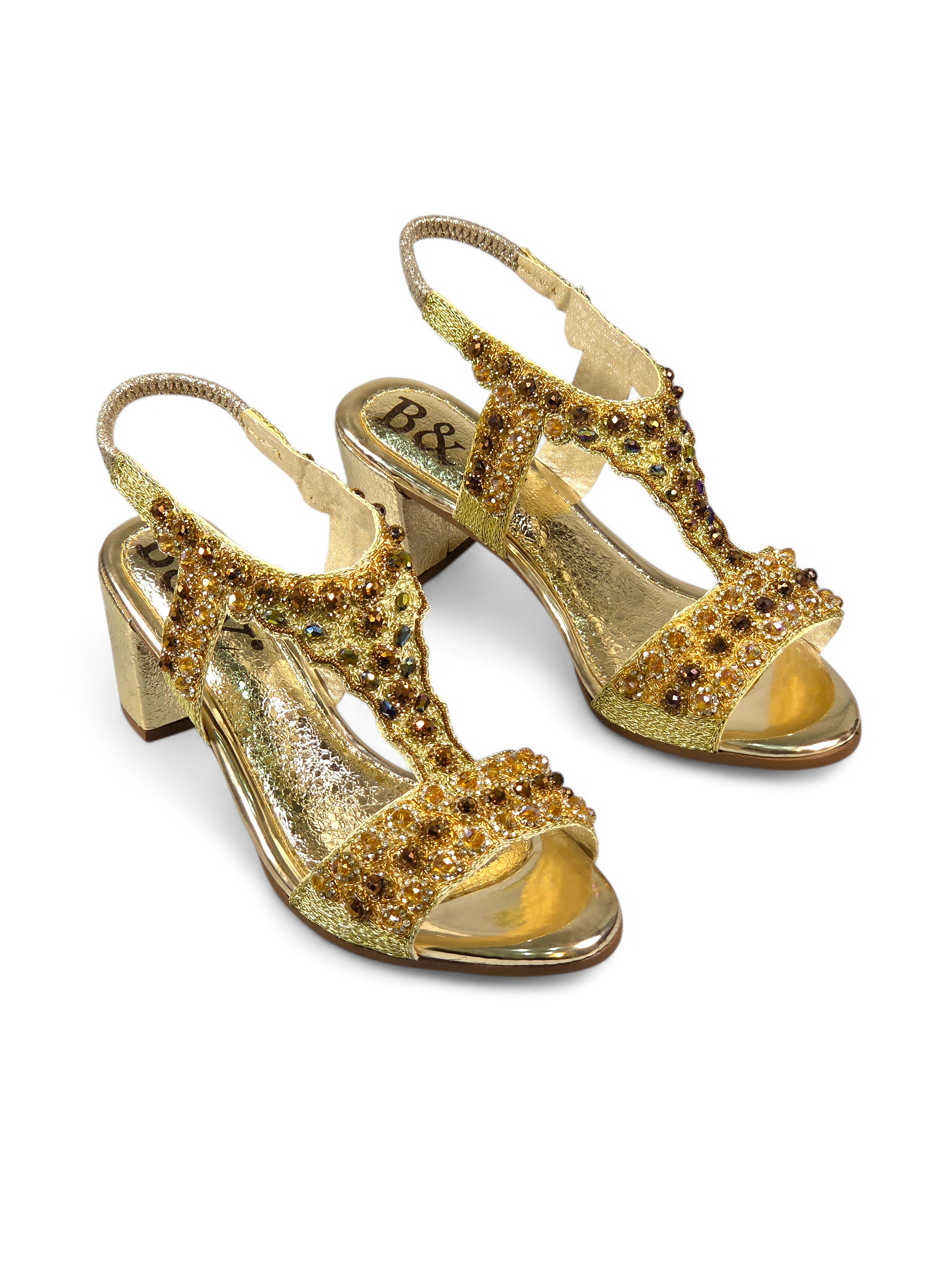 Sandália 9458 Dourado Com Salto Alto 6cm