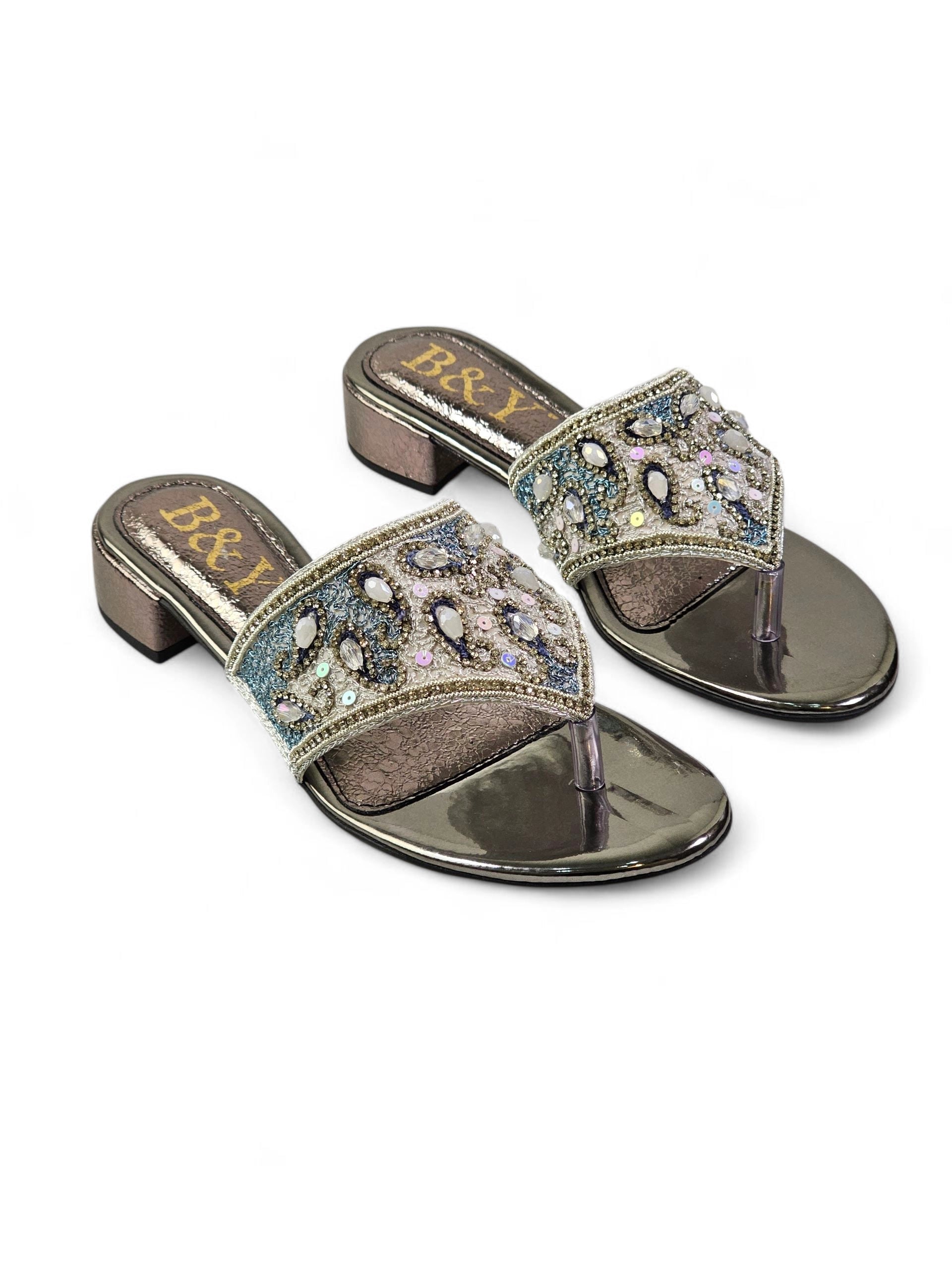 Chinelo 9441 Prata Salto Bloco