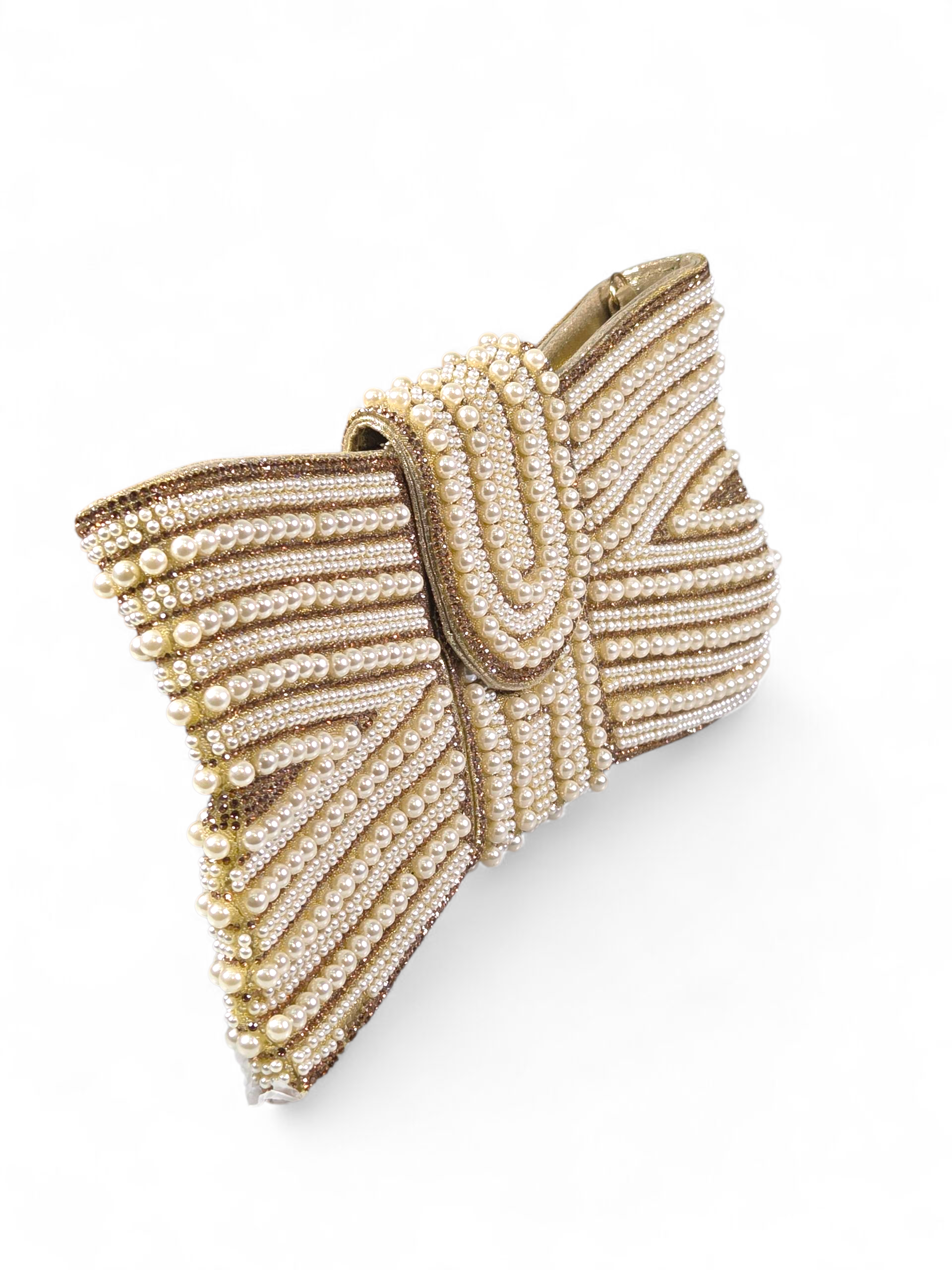 Carteira Luxo Cristal Perolas Dourada 1037