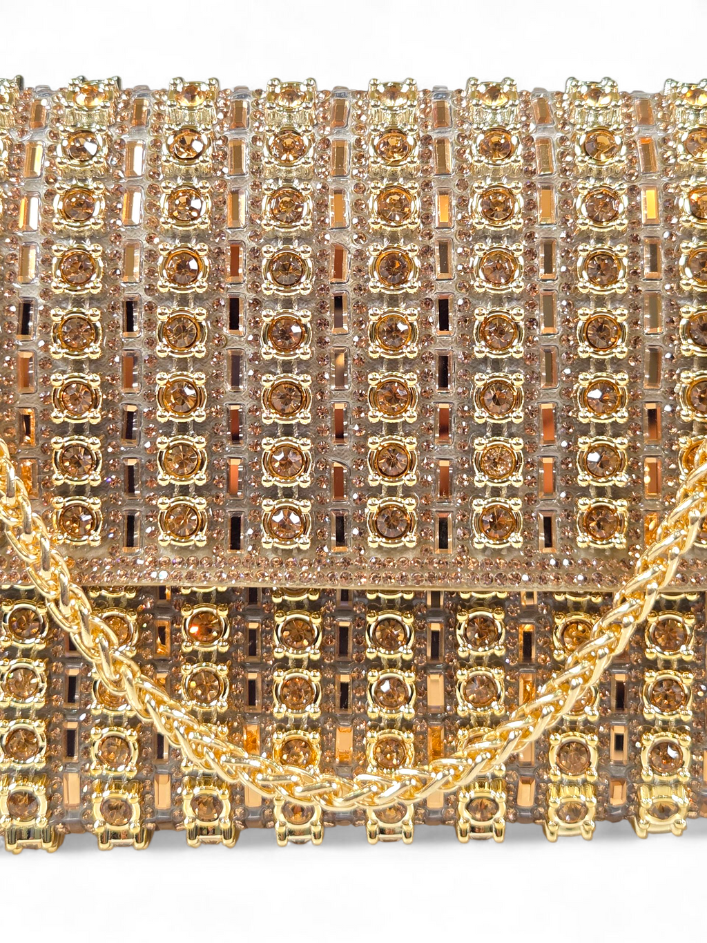 Bolsa Luxo Cristal Dourada 1045