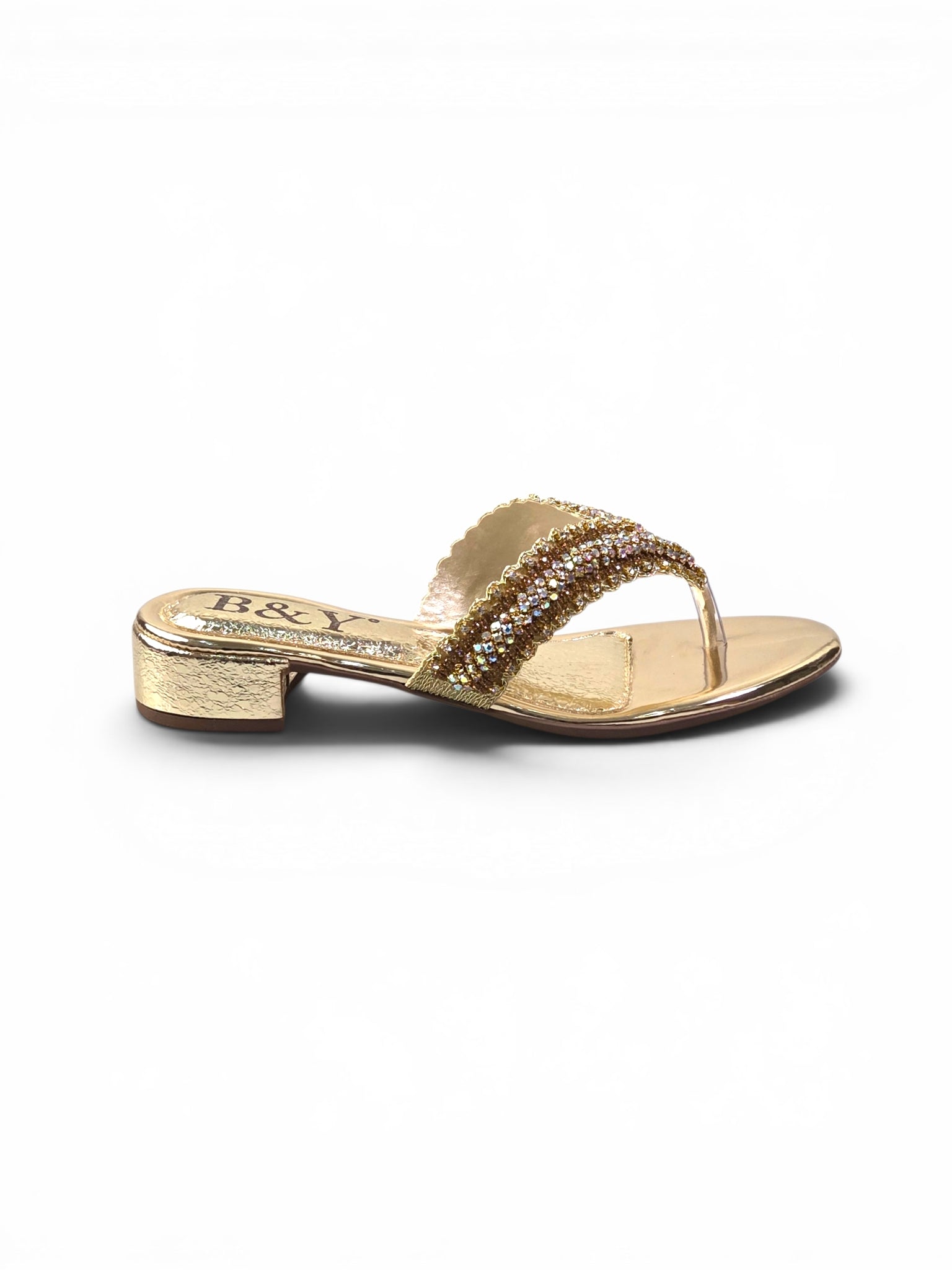 Chinelo 9830 Dourado Salto Bloco 3 cm