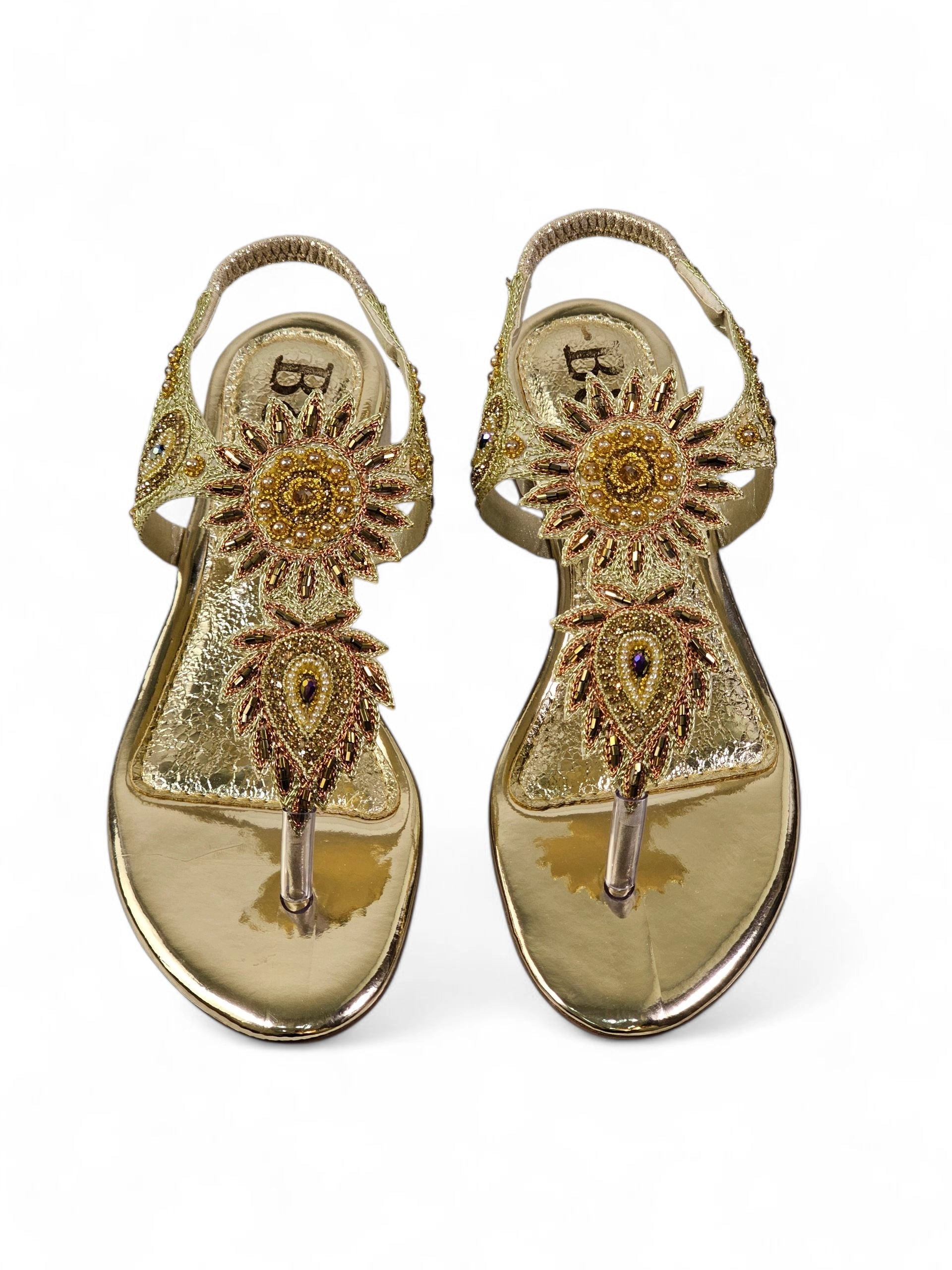 Sandália 9743 Dourado Com Salto Bloco 3cm