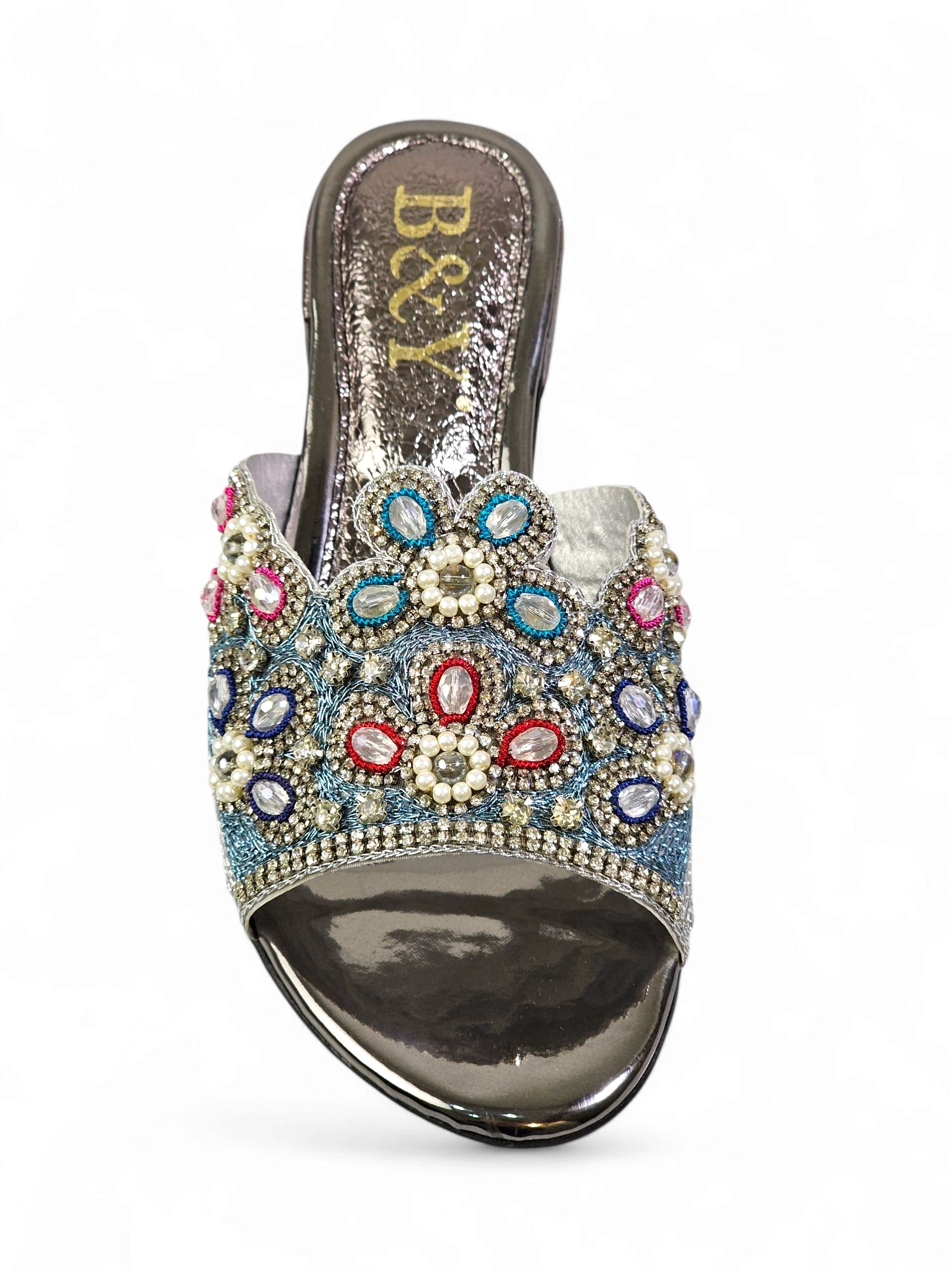 Tamanco 9209 Prata Salto Bloco