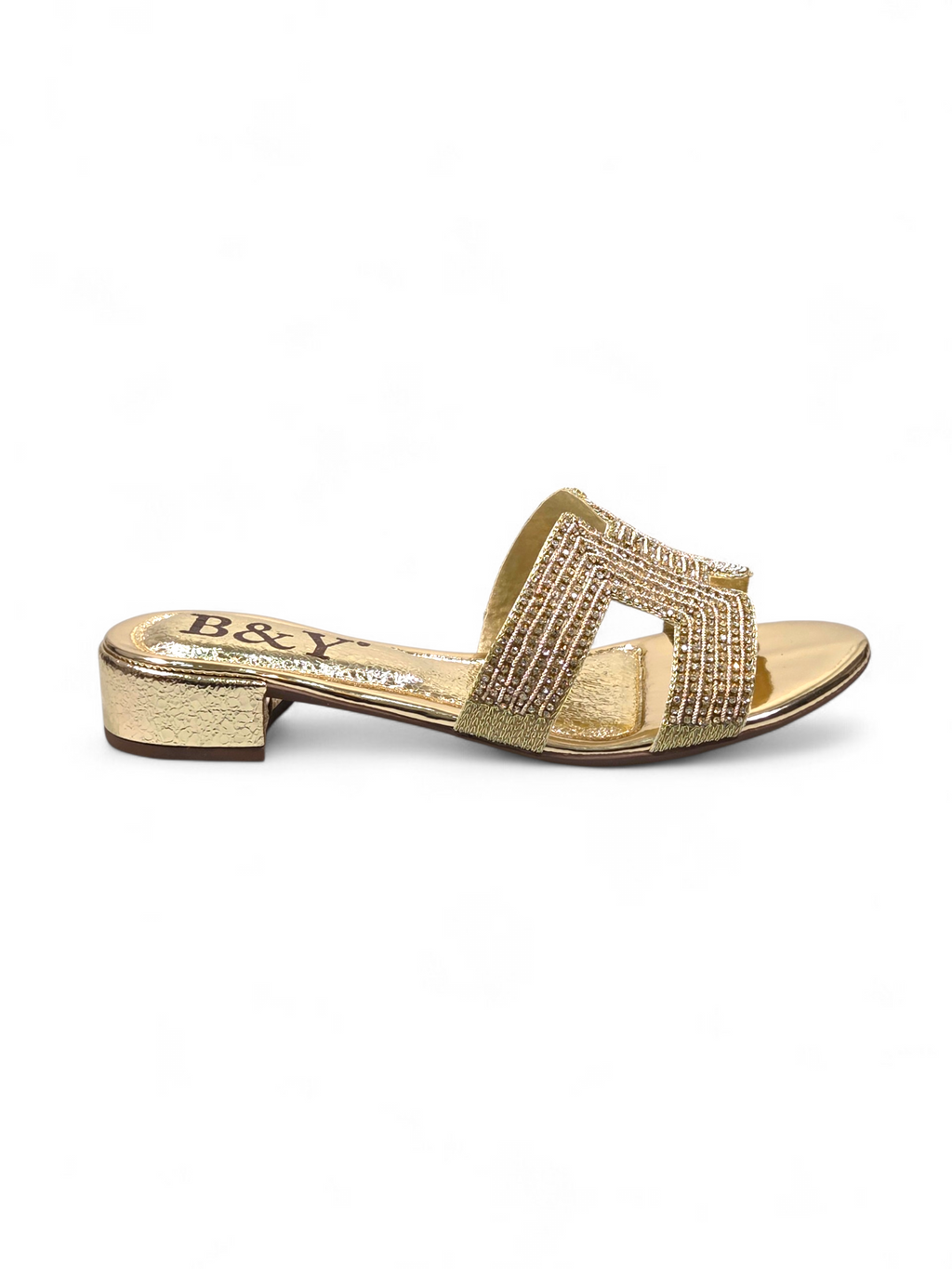 Tamanco 9575 Dourado Salto Bloco 3 cm