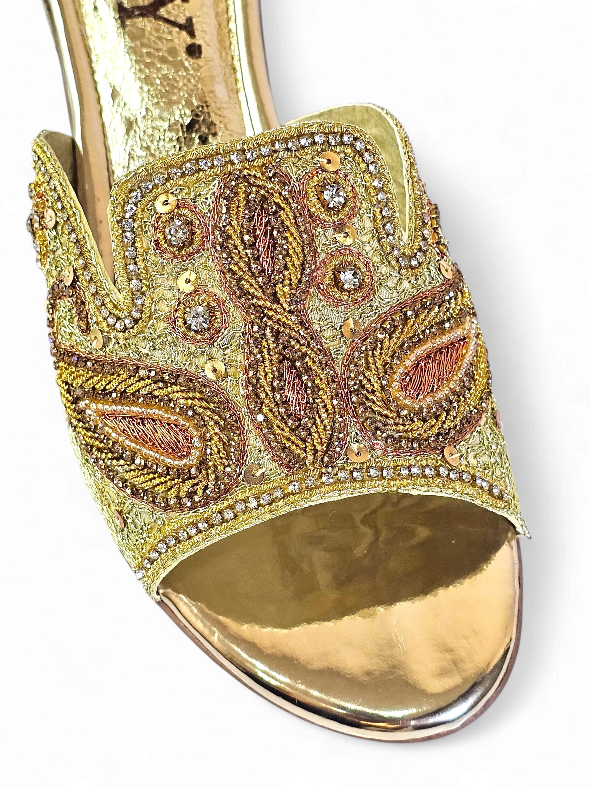 Tamanco 9421 Dourado Salto Bloco