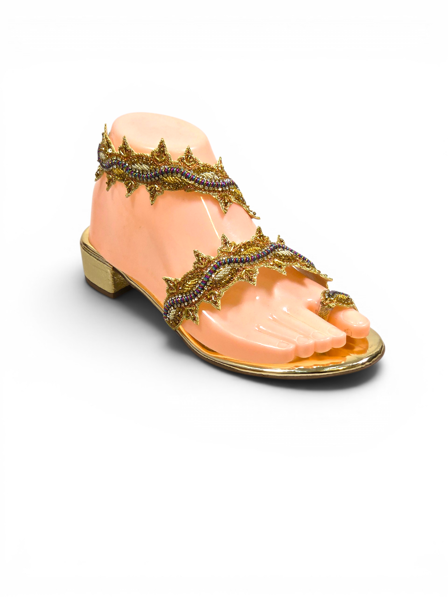 Sandália 9714 Dourado Com Salto Bloco 3cm