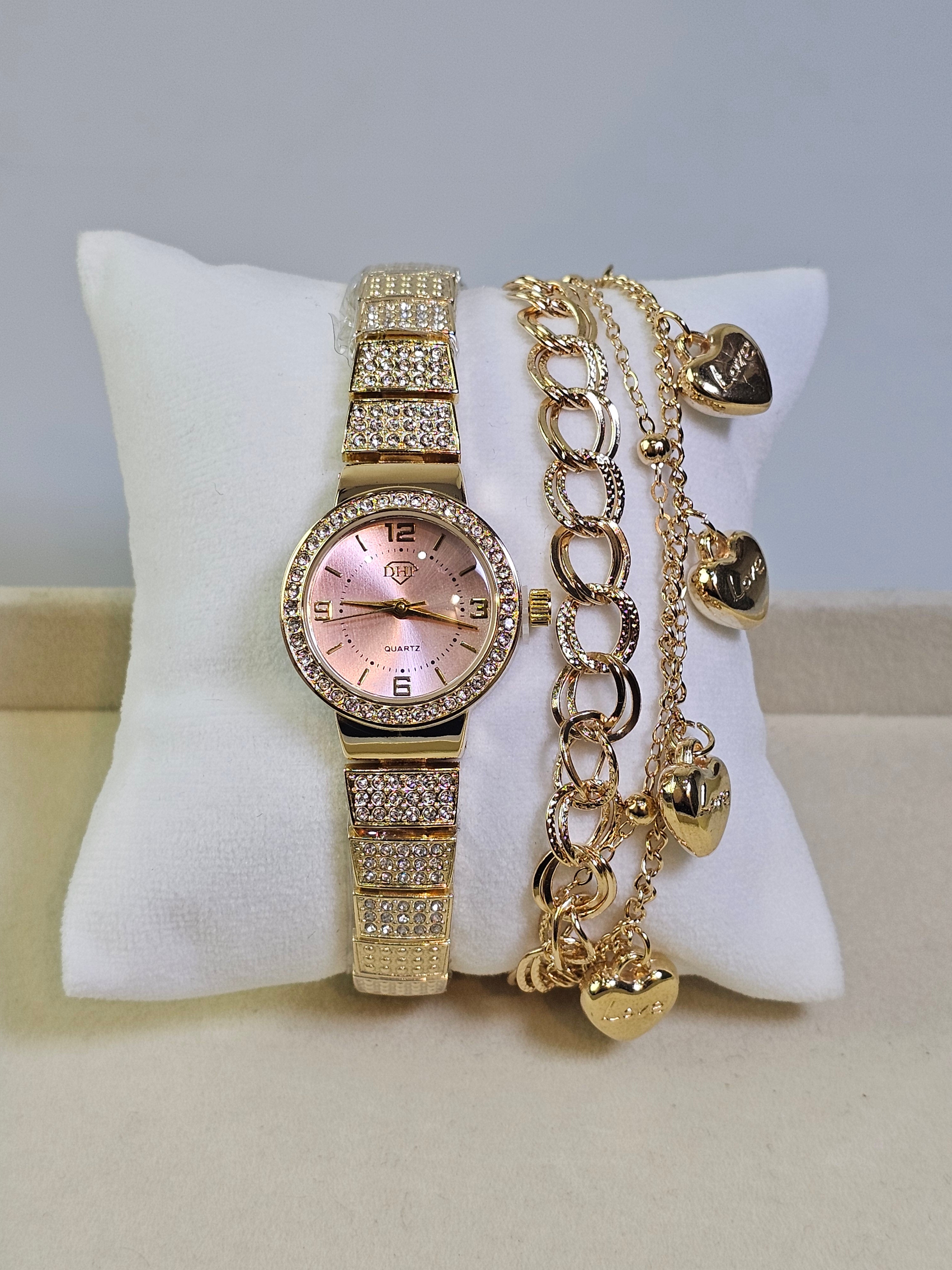 Relógio Prova d’Água com Pulseira Folheada 036