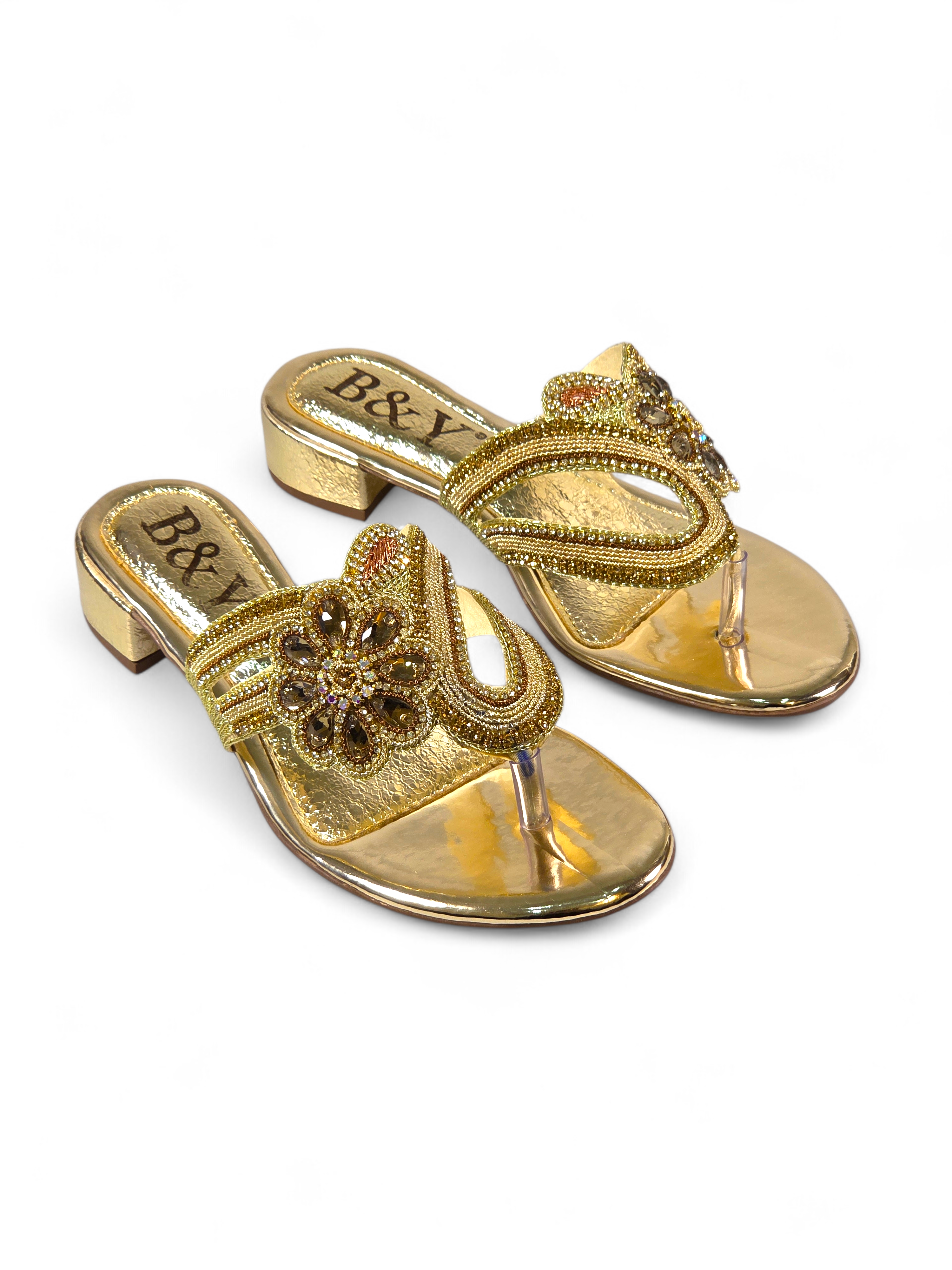 Chinelo 9821 Dourado Salto Bloco