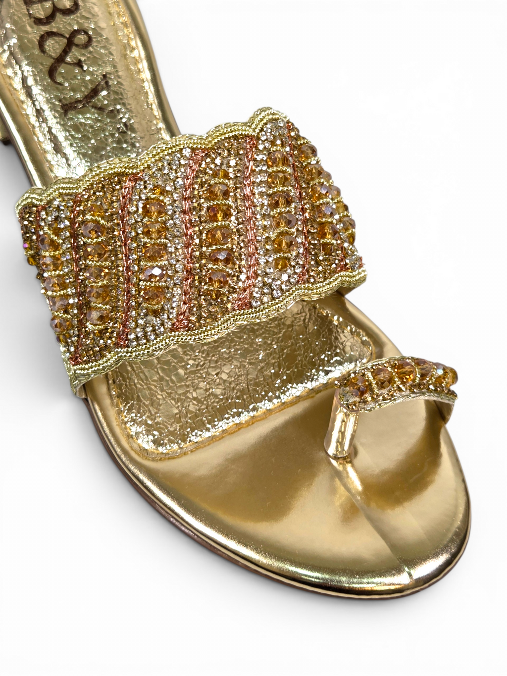 Tamanco 9429 Dourado Salto Bloco 3 cm