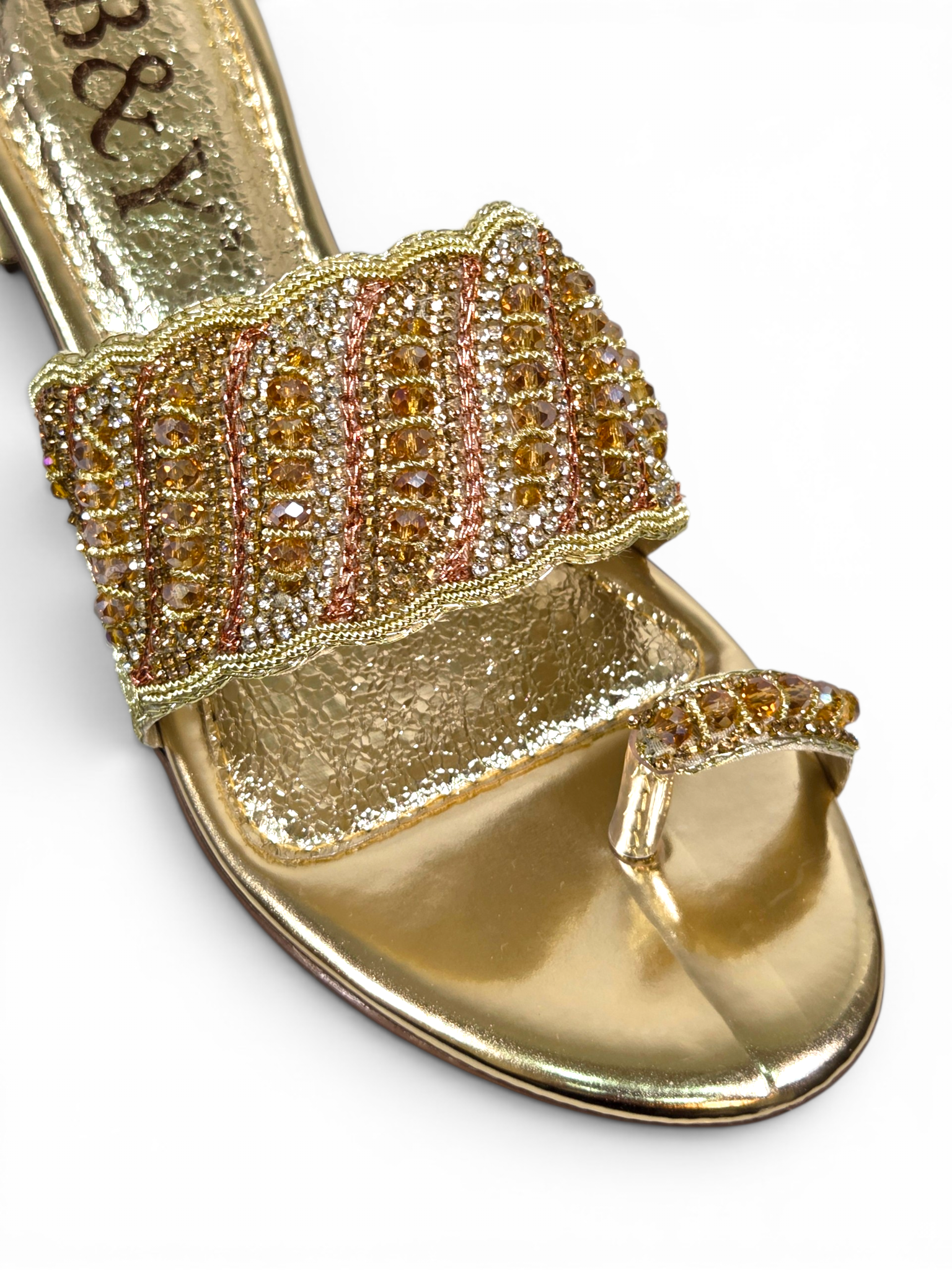 Tamanco 9429 Dourado Salto Bloco 3 cm