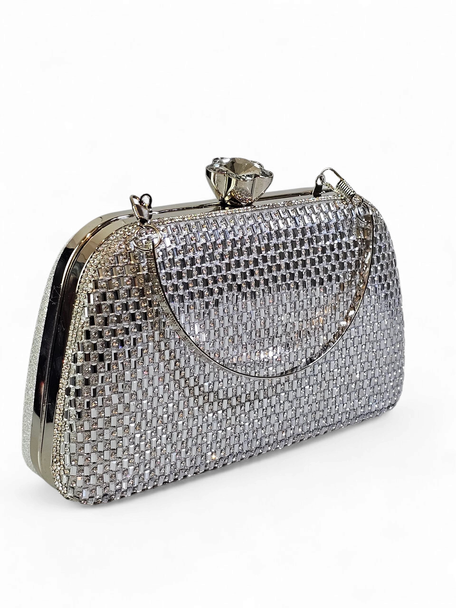Bolsa Clutch Cristal Prata 1006