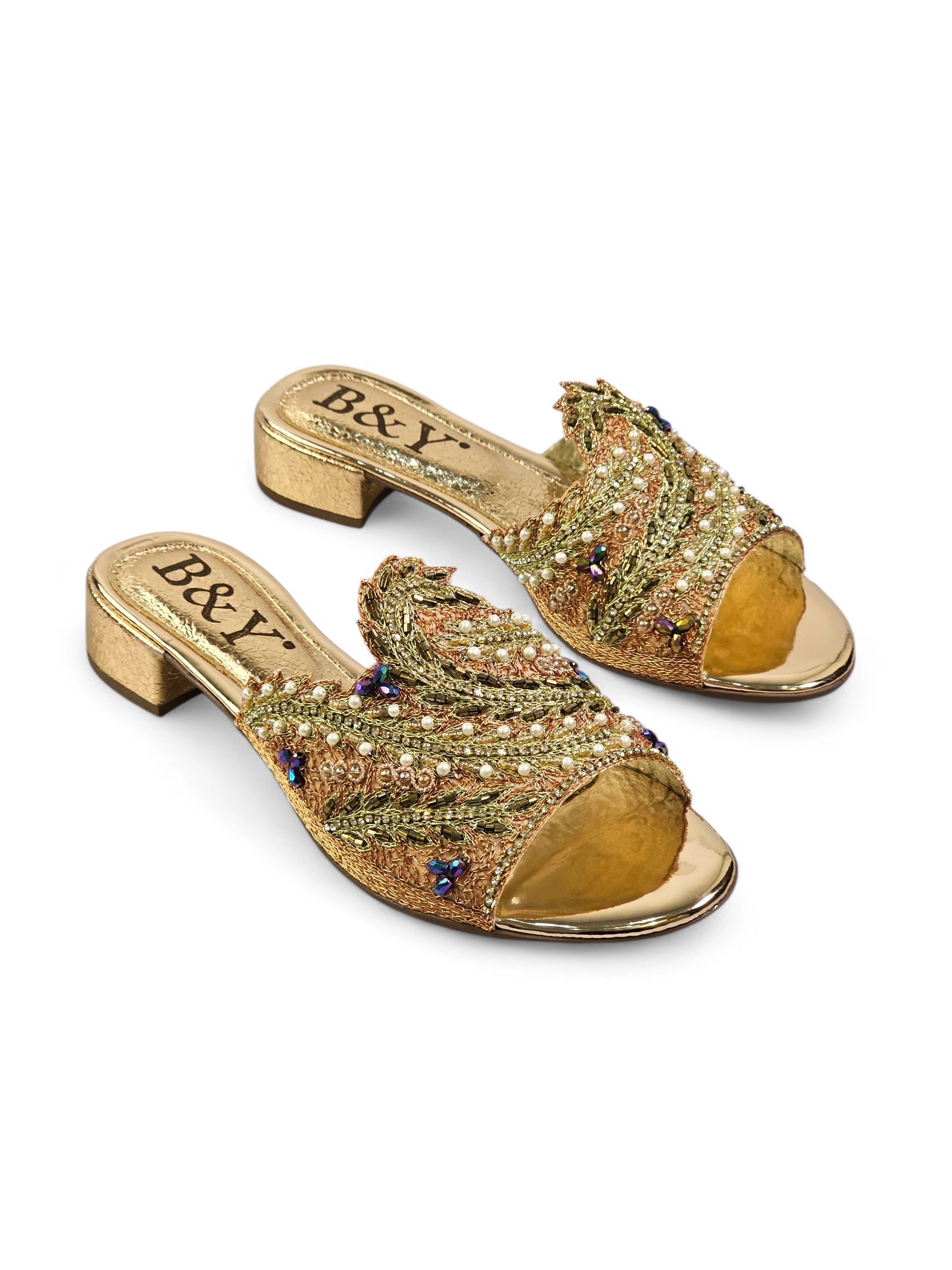 Tamanco 9516 Bronze Salto Bloco