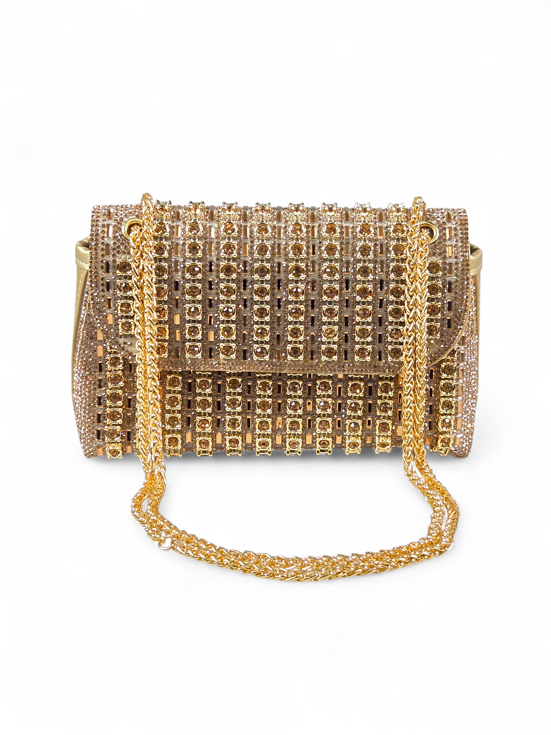 Bolsa Luxo Cristal Dourada 1045