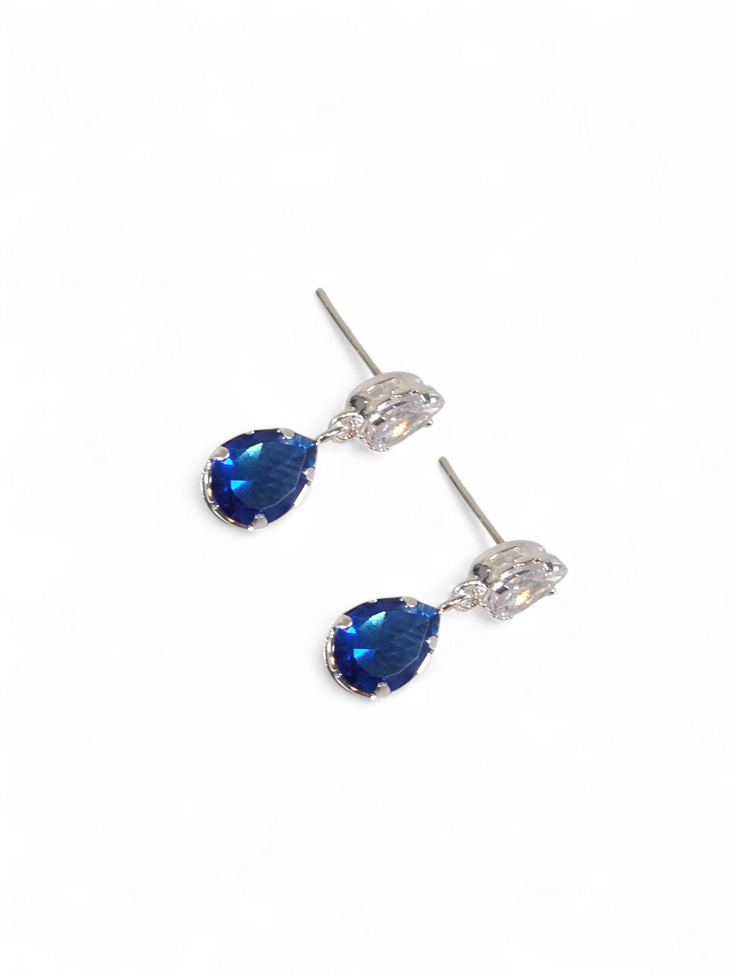 Brinco Prata 925 com Zirconia Azul 1011