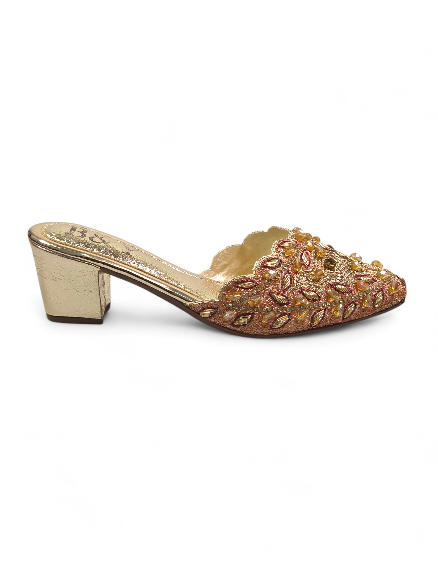 Mule 9738 Dourado Salto Médio 6 cm