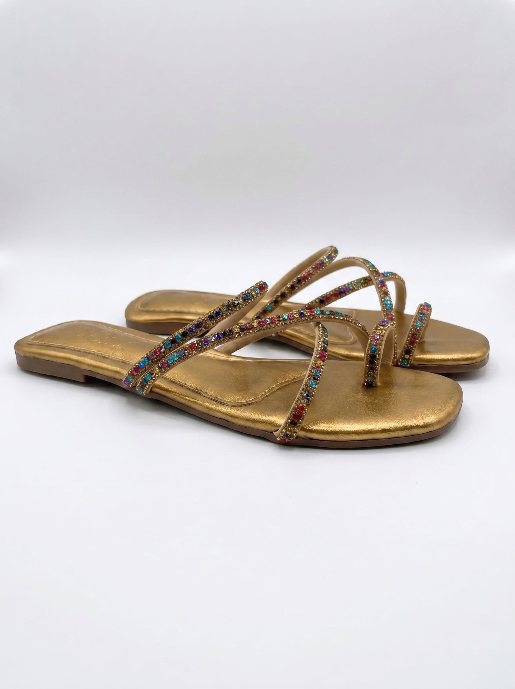 Chinelo 6101 Dourado Colorido Sem Salto