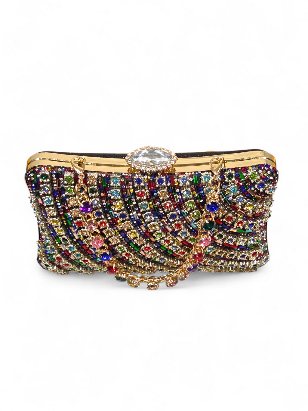 Bolsa Clutch Cristal Preto Colorido 1054